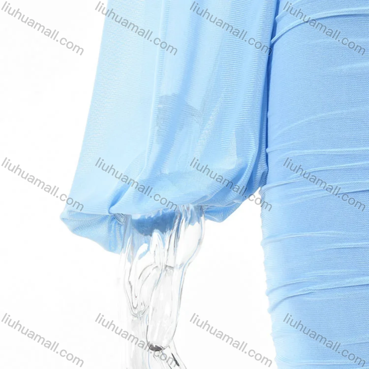 Wholesale Women's Sexy Plain V Neck Mesh Long Sleeve Backless Bodycon Short Dress - Liuhuamall