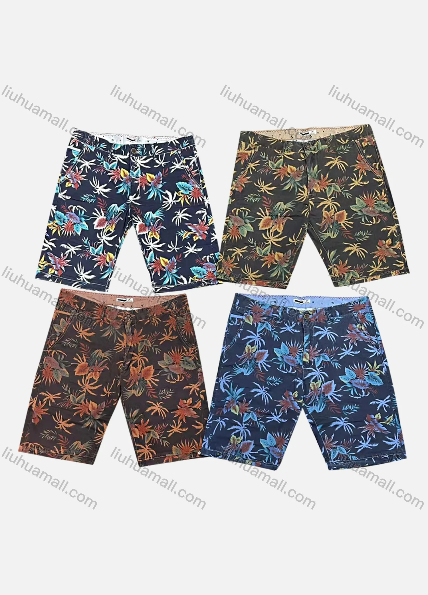 Wholesale Men's Tropical Allover Plants Print Hawaii Beach Shorts 1817# - Liuhuamall