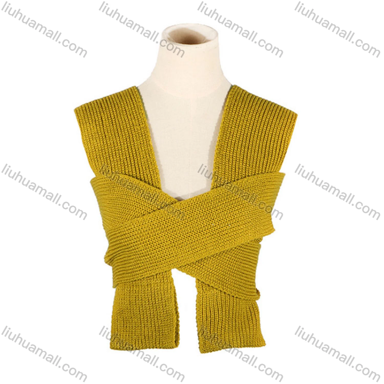 Wholesale Women's Sexy Plain Wrap Crossover Chunky Knit Tank Sweater - Liuhuamall