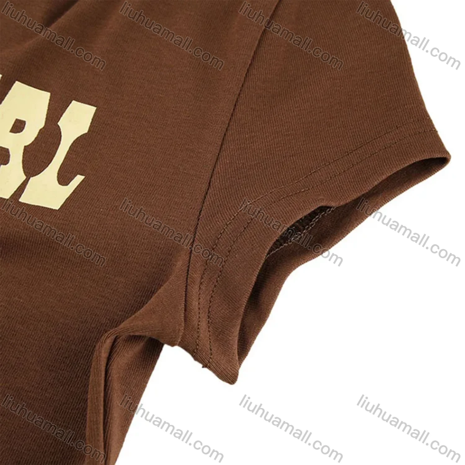 Wholesale Women's Casual Letter Print & Graphic Round Neck Short Sleeve Crop Tee - Liuhuamall