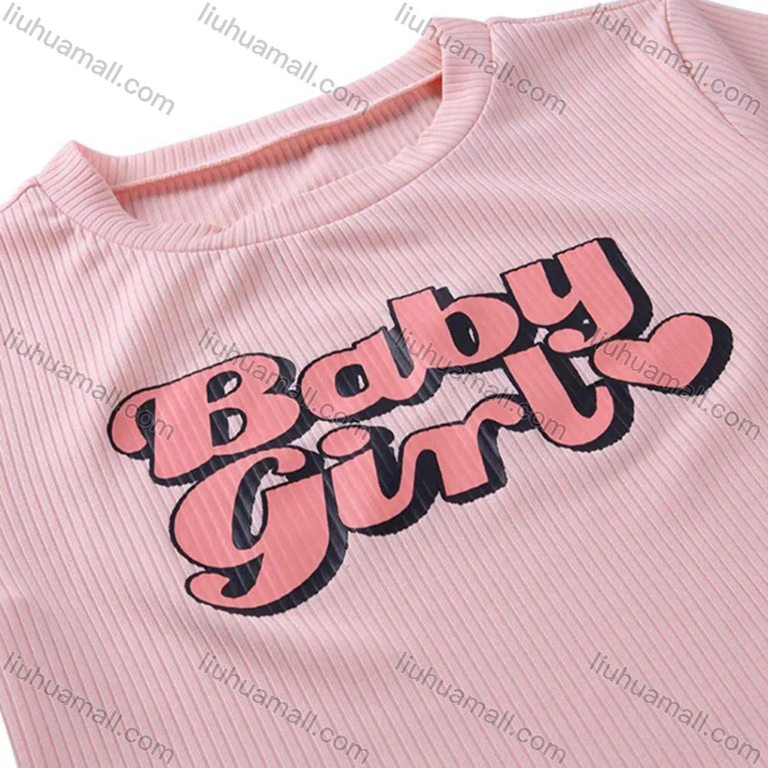 Wholesale Women's Casual Letter Print & Graphic Round Neck Short Sleeve Crop Tee - Liuhuamall