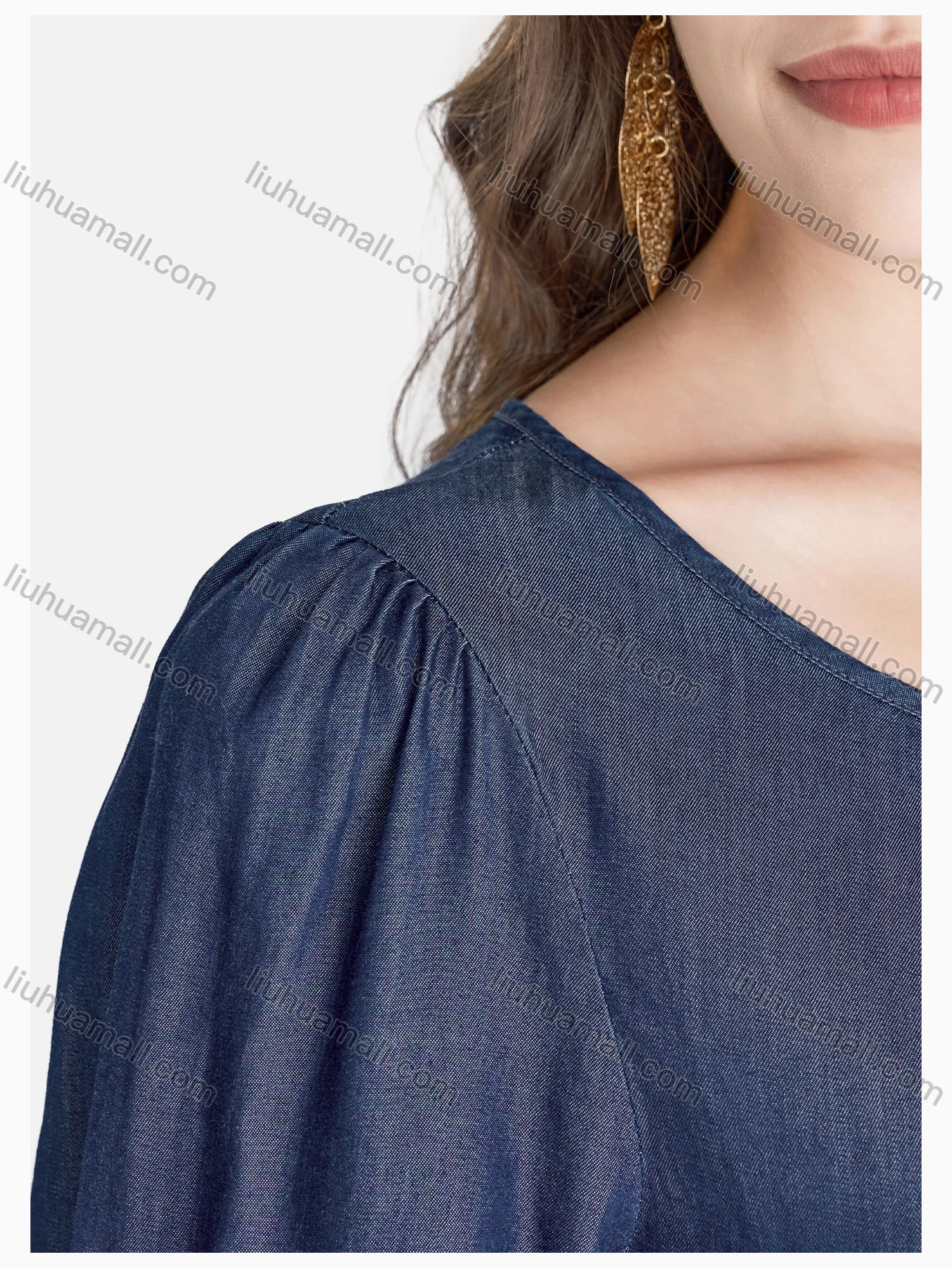 Wholesale Women's Casual Long Sleeve Ruffle Hem Button Front Plain Dress - Liuhuamall