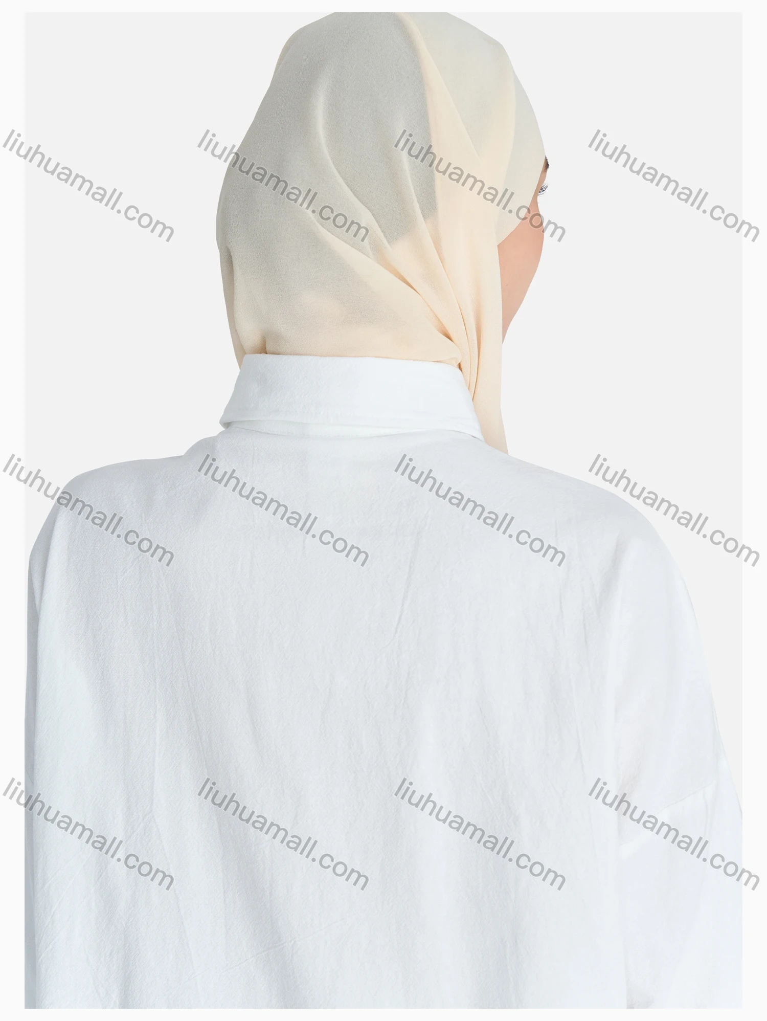 Wholesale Women's Casual Plain Asymmetrical Hem Button Down Shirt Without Hijab - Liuhuamall