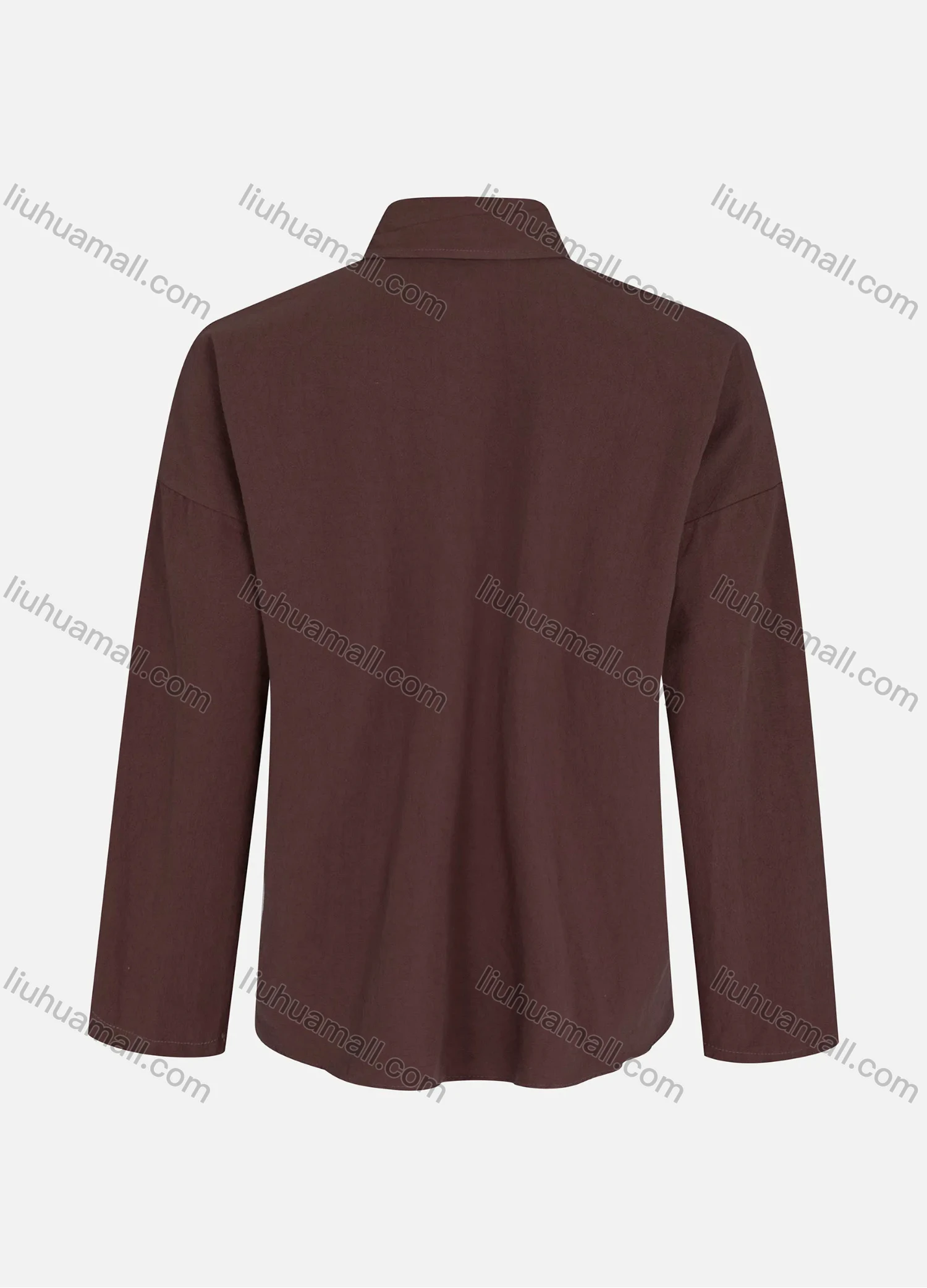 Wholesale Women's Casual Plain Asymmetrical Hem Button Down Shirt Without Hijab - Liuhuamall