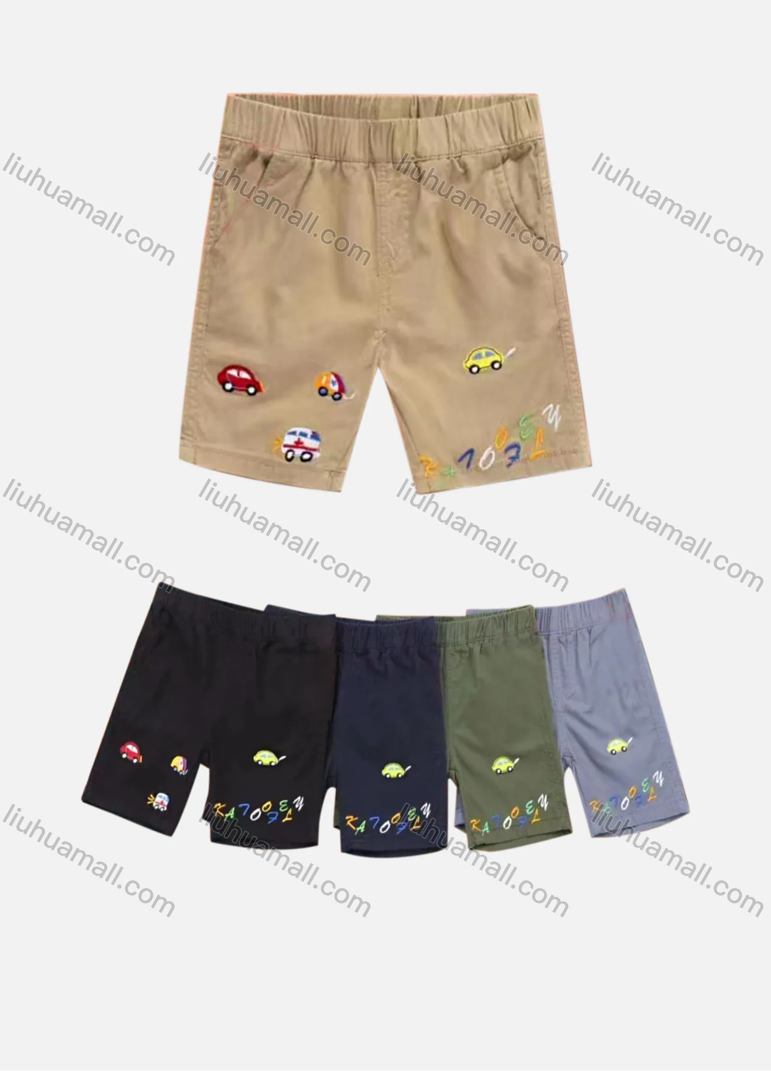 Wholesale Boys Casual Cartoon Letter Embroidery Pattern Shorts 35201# - Liuhuamall