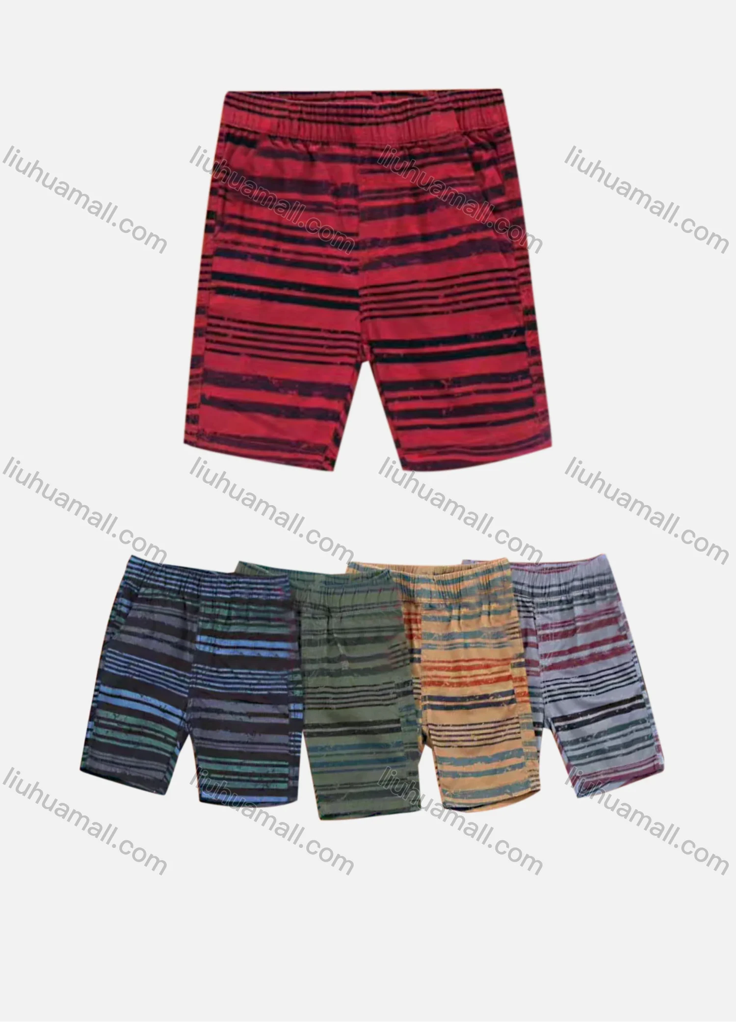 Wholesale Boys Casual Elastic Waist Striped Print Shorts 30501# - Liuhuamall