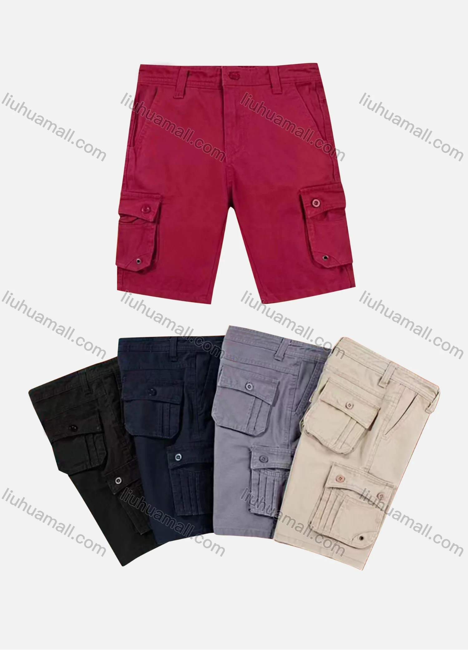 Wholesale Boys Casual Button Closure Flap Pockets Cargo Shorts 59201# - Liuhuamall