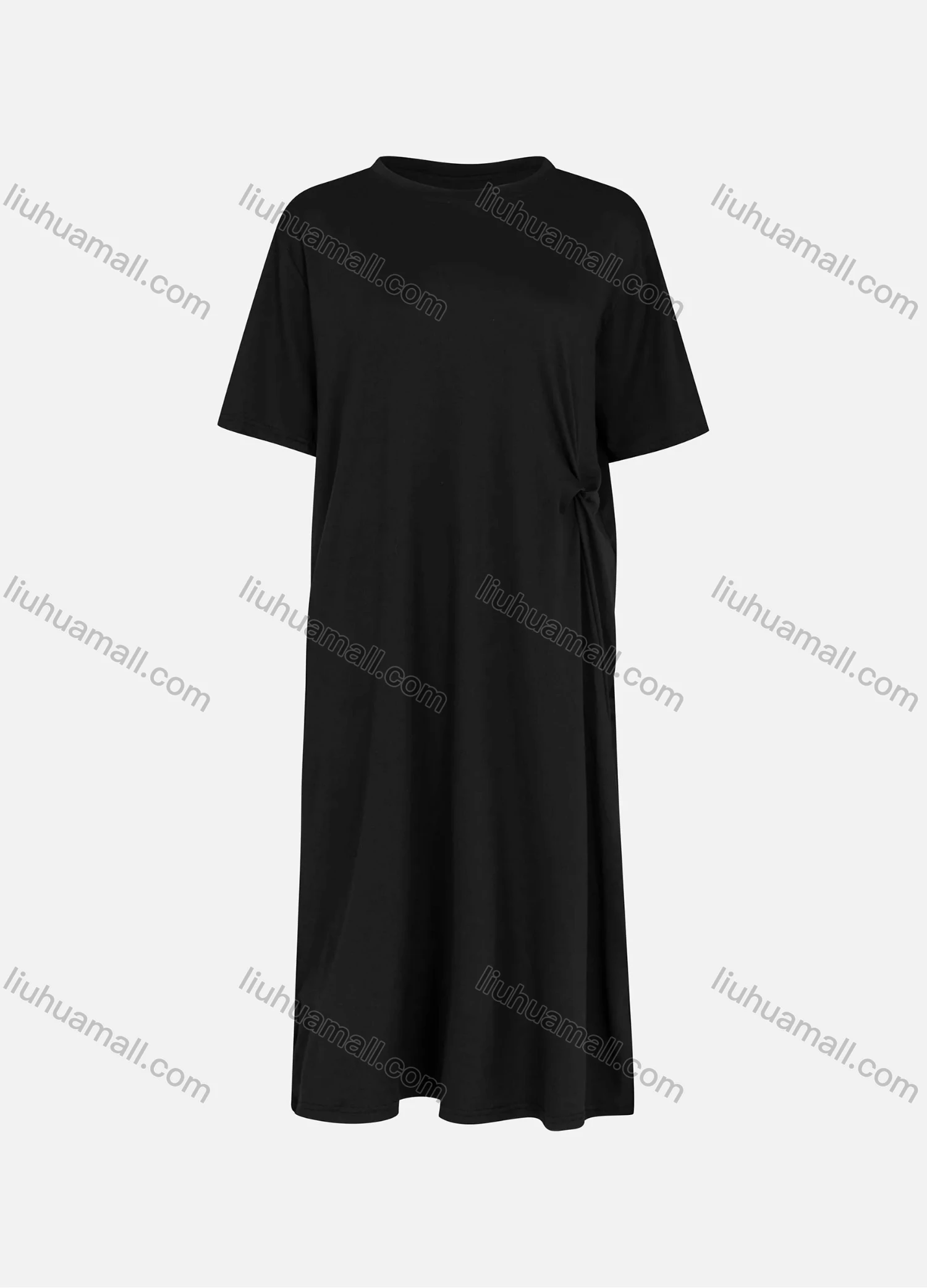 Wholesale Women's Casual Plain Crew Neck Split Side Dress Without Hijab - Liuhuamall