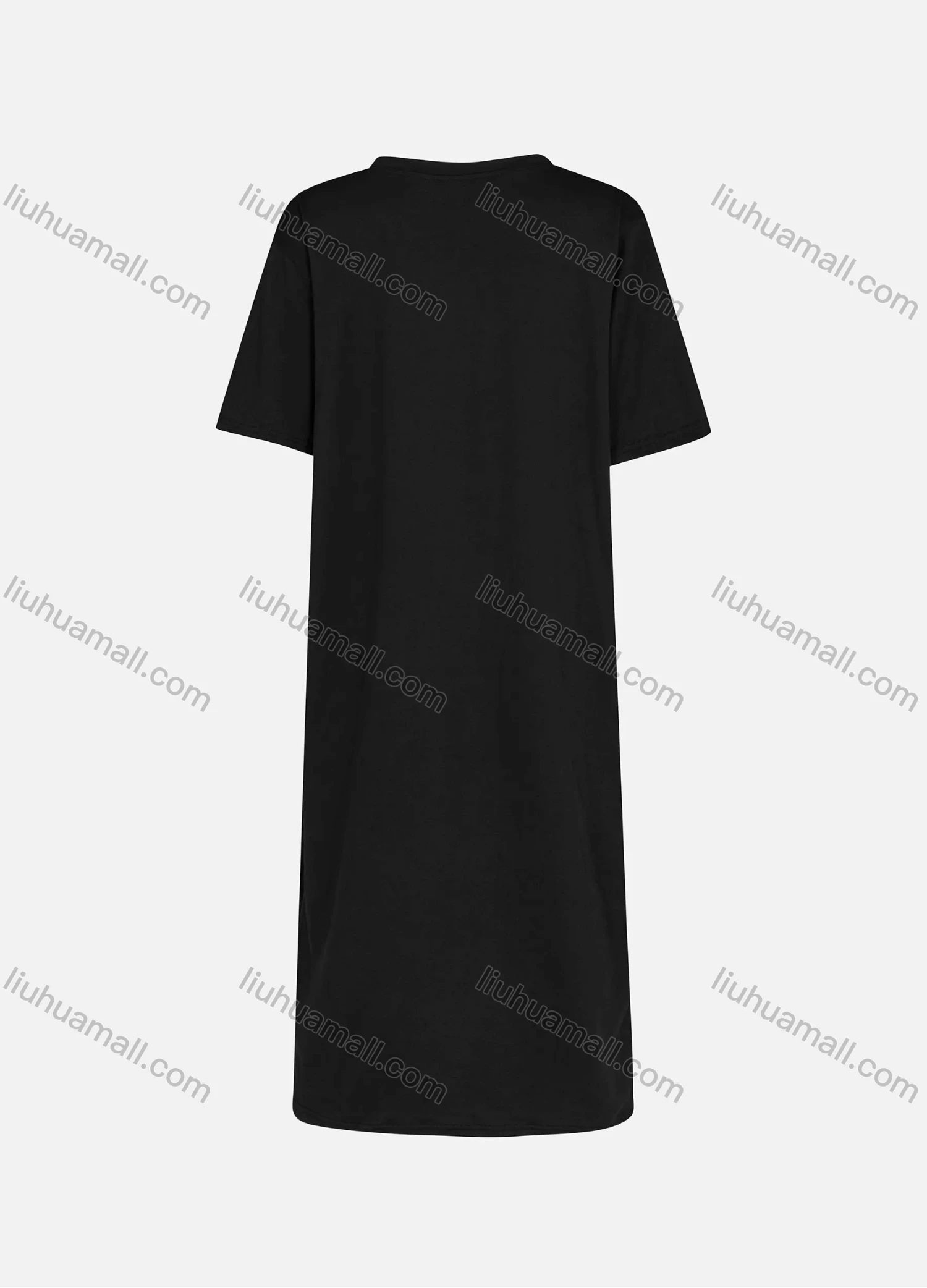 Wholesale Women's Casual Plain Crew Neck Split Side Dress Without Hijab - Liuhuamall