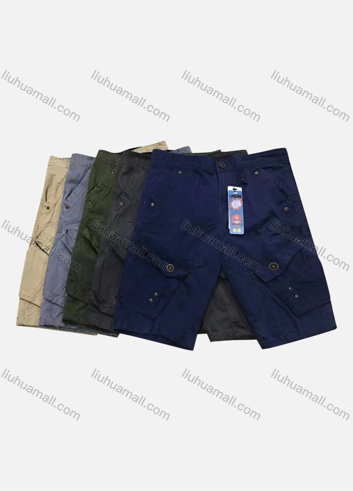 Wholesale Men's Casual Button Closure Flap Pockets Cargo Shorts - Liuhuamall