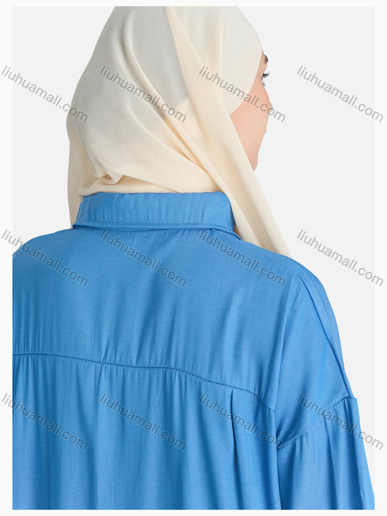 Wholesale Women's Casual High Low Hem Button Down Shirt Without Hijab - Liuhuamall