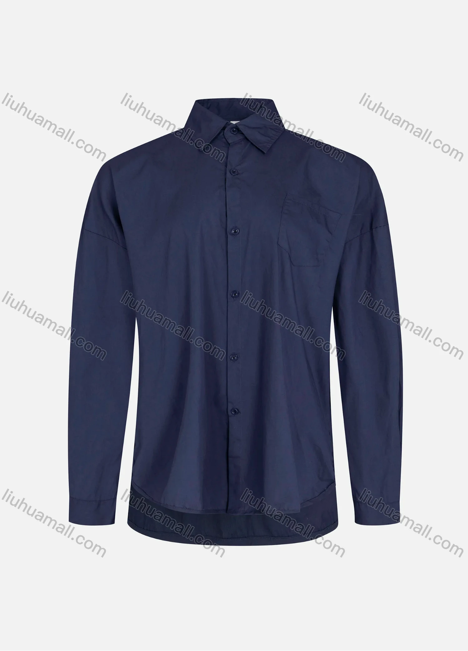 Wholesale Women's Casual High Low Hem Button Down Shirt Without Hijab - Liuhuamall
