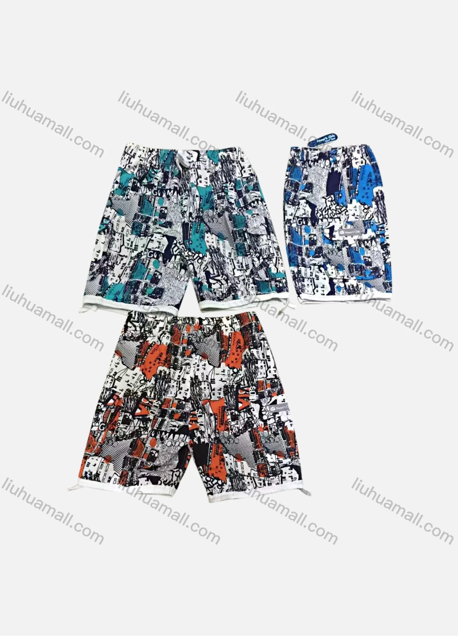 Wholesale Men's Casual Elastic Waist Graffiti Print Shorts 179# - Liuhuamall