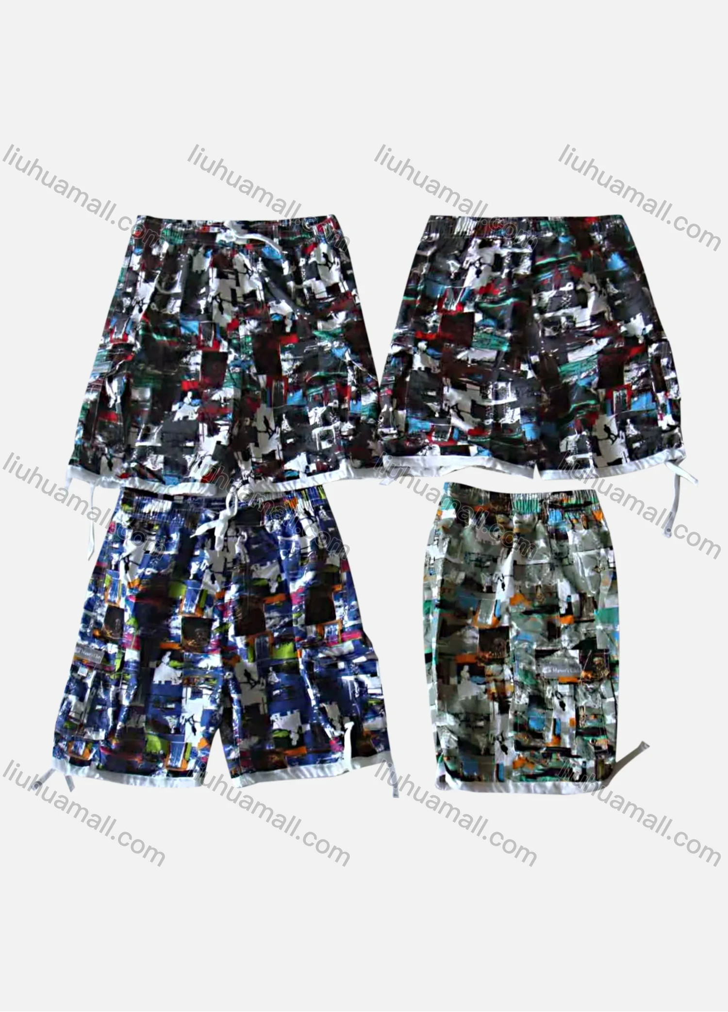 Wholesale Men's Casual Drawstring Splicing Pattern Tie Side Shorts 151# - Liuhuamall