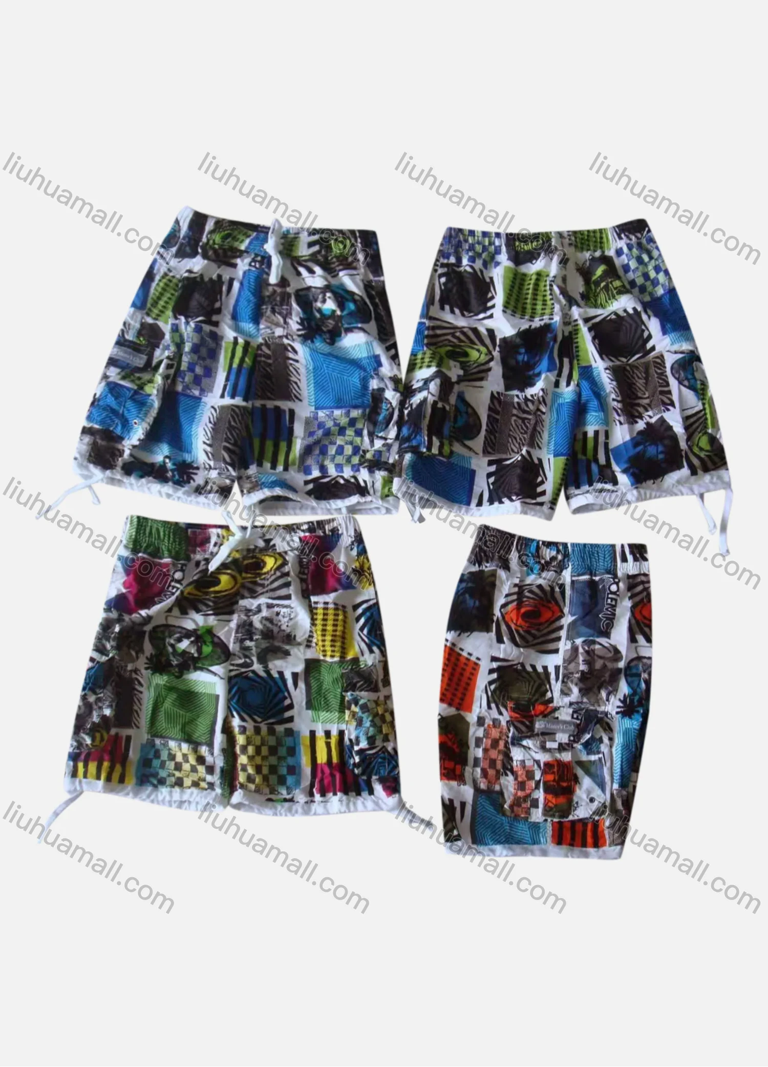 Wholesale Men's Casual Drawstring Splicing Pattern Beach Shorts 154# - Liuhuamall