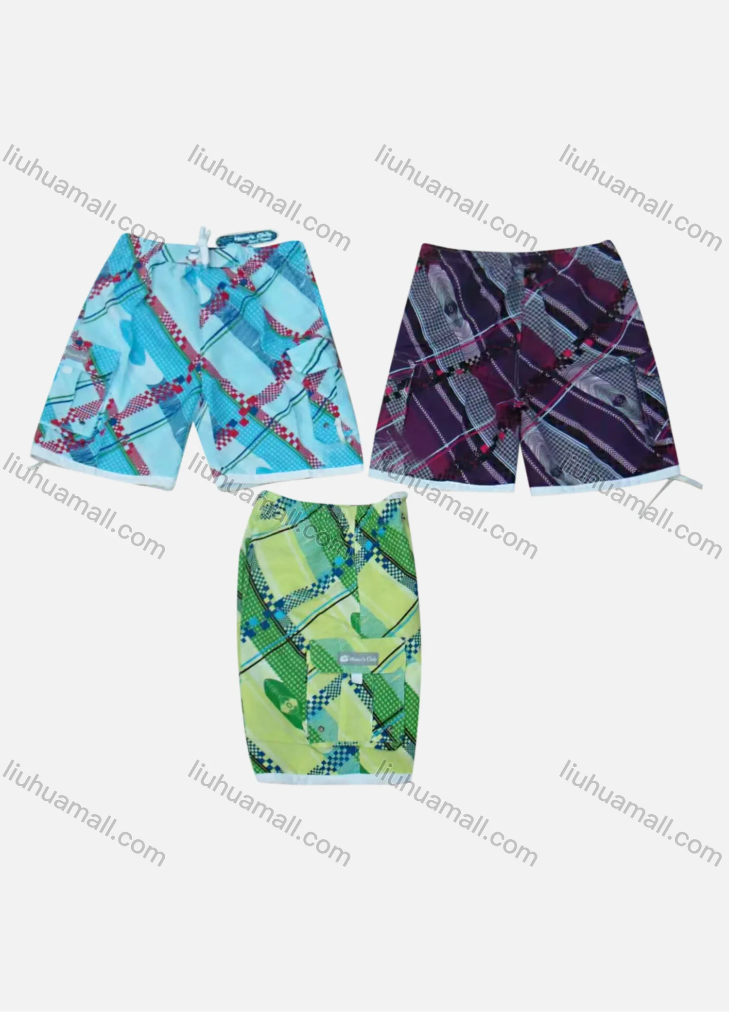 Wholesale Men's Casual Drawstring Splicing Pattern Flap Pockets Beach Shorts 159# - Liuhuamall