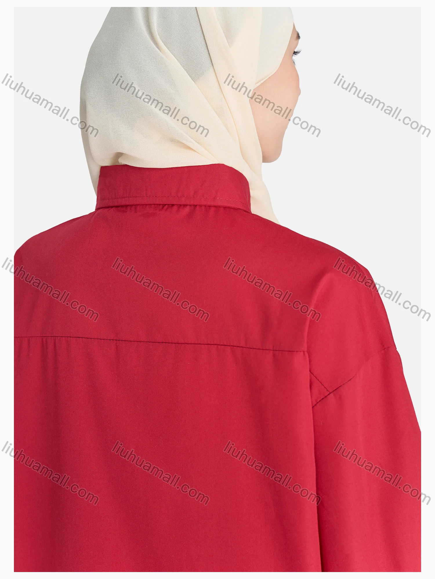 Wholesale Women's Casual High Low Hem Button Down Shirt Without Hijab - Liuhuamall