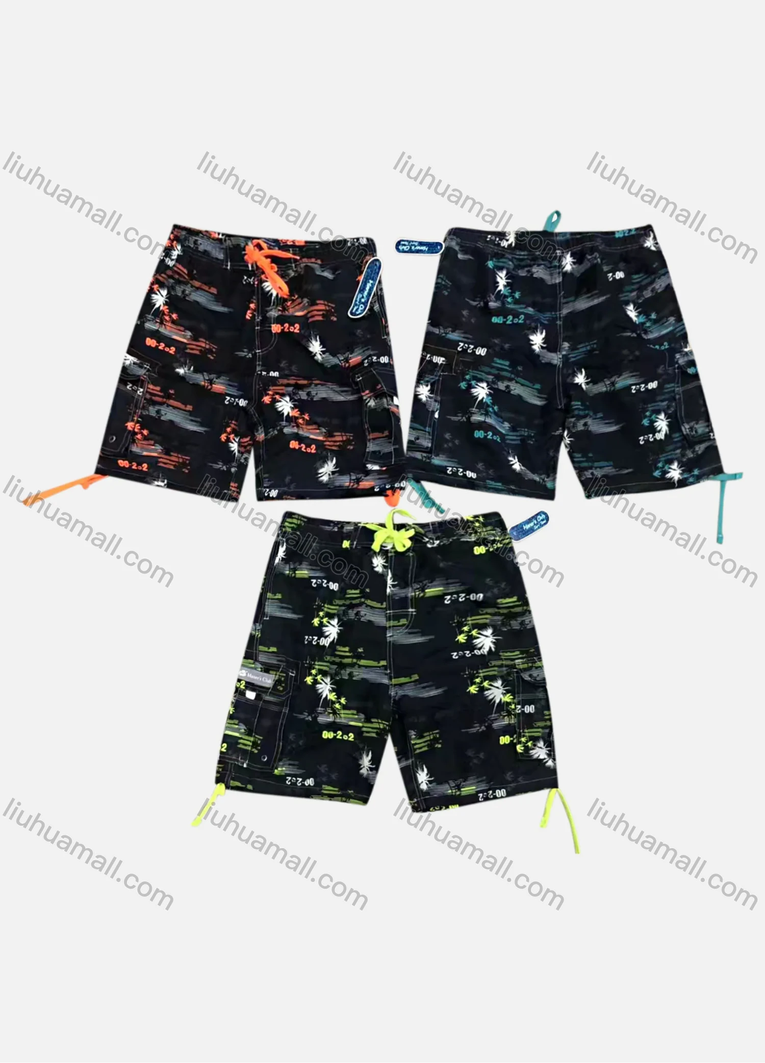 Wholesale Men's Casual Drawstring Abstract Print Flap Pockets Shorts 178# - Liuhuamall