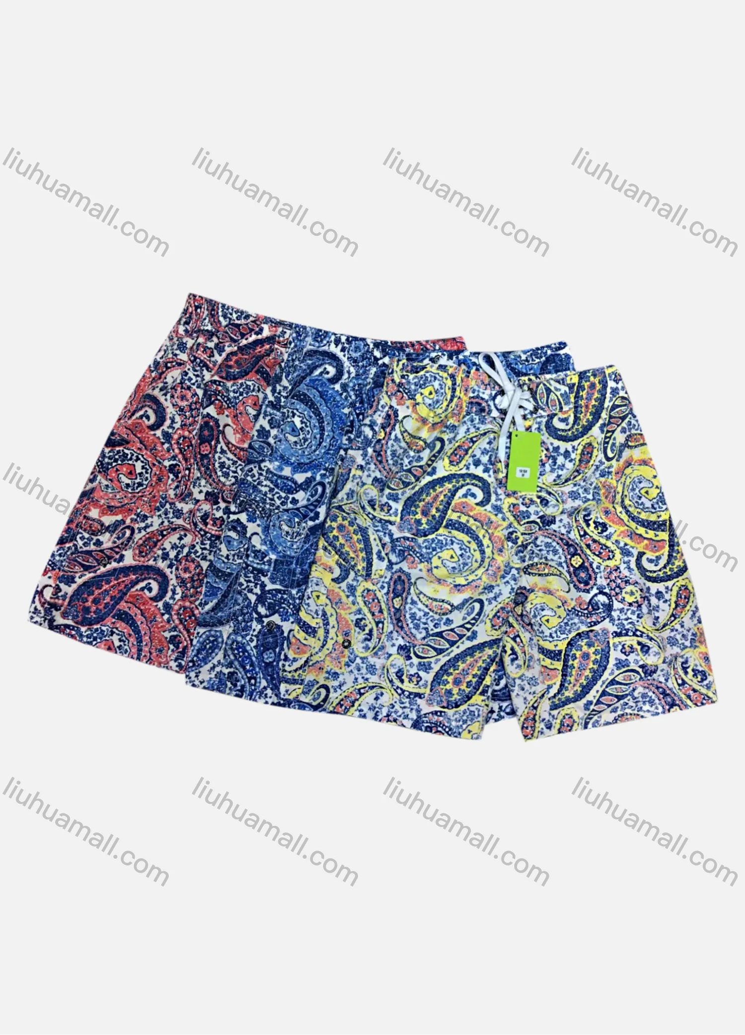 Wholesale Men's Casual Paisley Print Drawstring Shorts 1615# - Liuhuamall