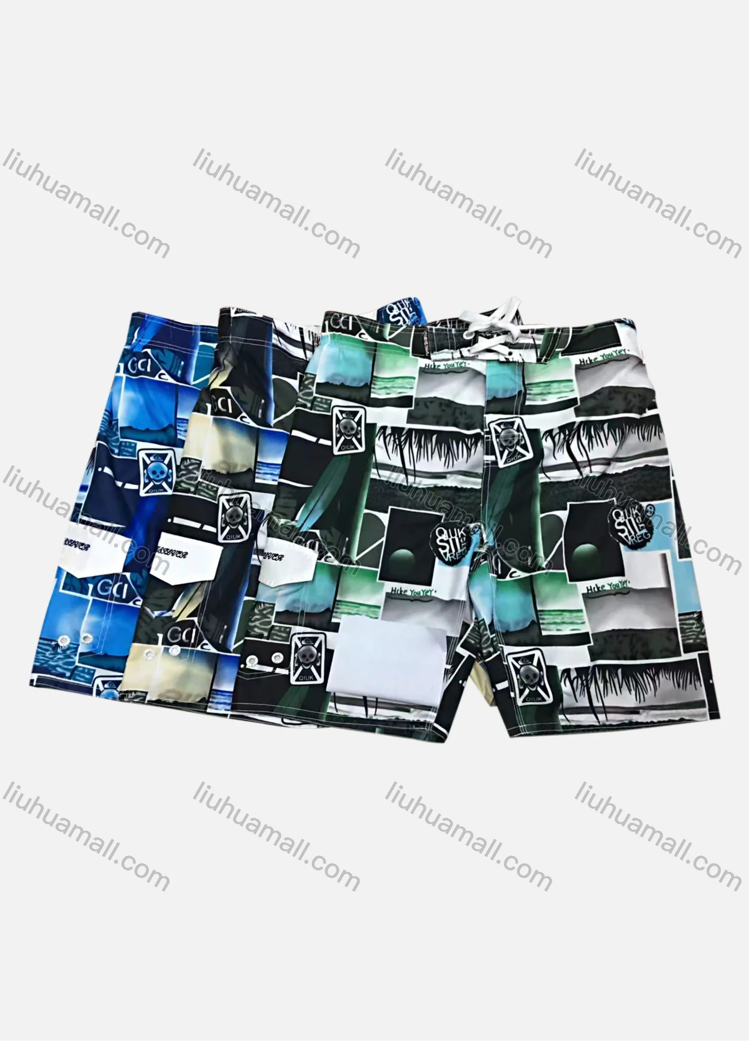 Wholesale Men's Casual Graphic Flap Pockets Drawstring Shorts 68007# - Liuhuamall