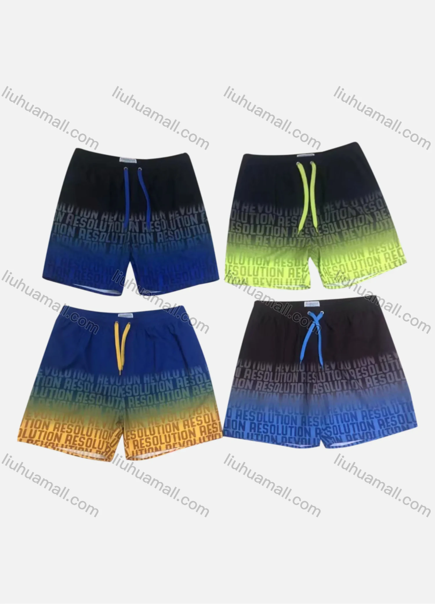 Wholesale Men's Casual Letter Print Gradient Drawstring Shorts 532# - Liuhuamall