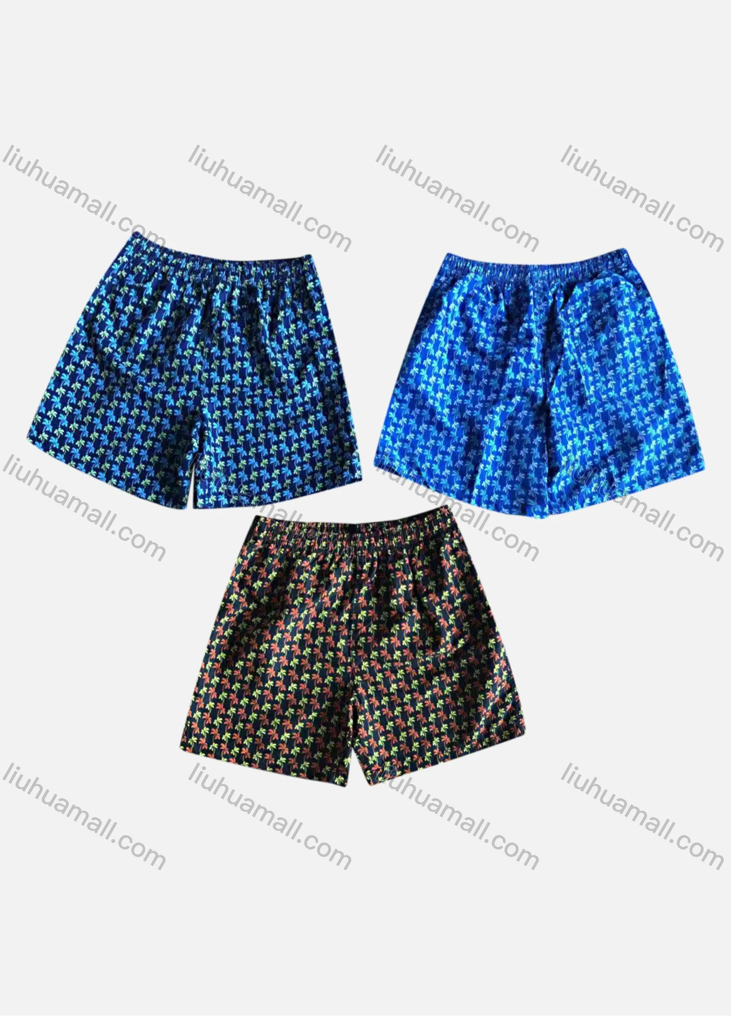Wholesale Men's Casual Elastic Waist Allover Print Beach Shorts H-604# - Liuhuamall