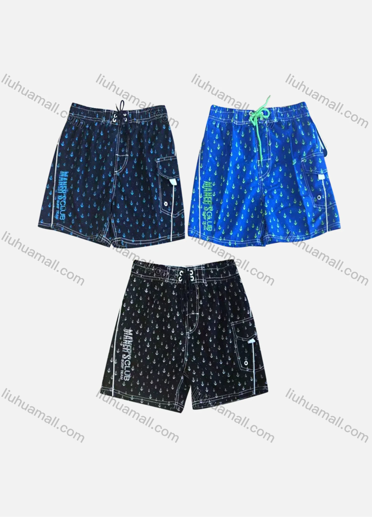 Wholesale Men's Casual Letter Allover Print Flap Pockets Drawstring Shorts 153K# - Liuhuamall