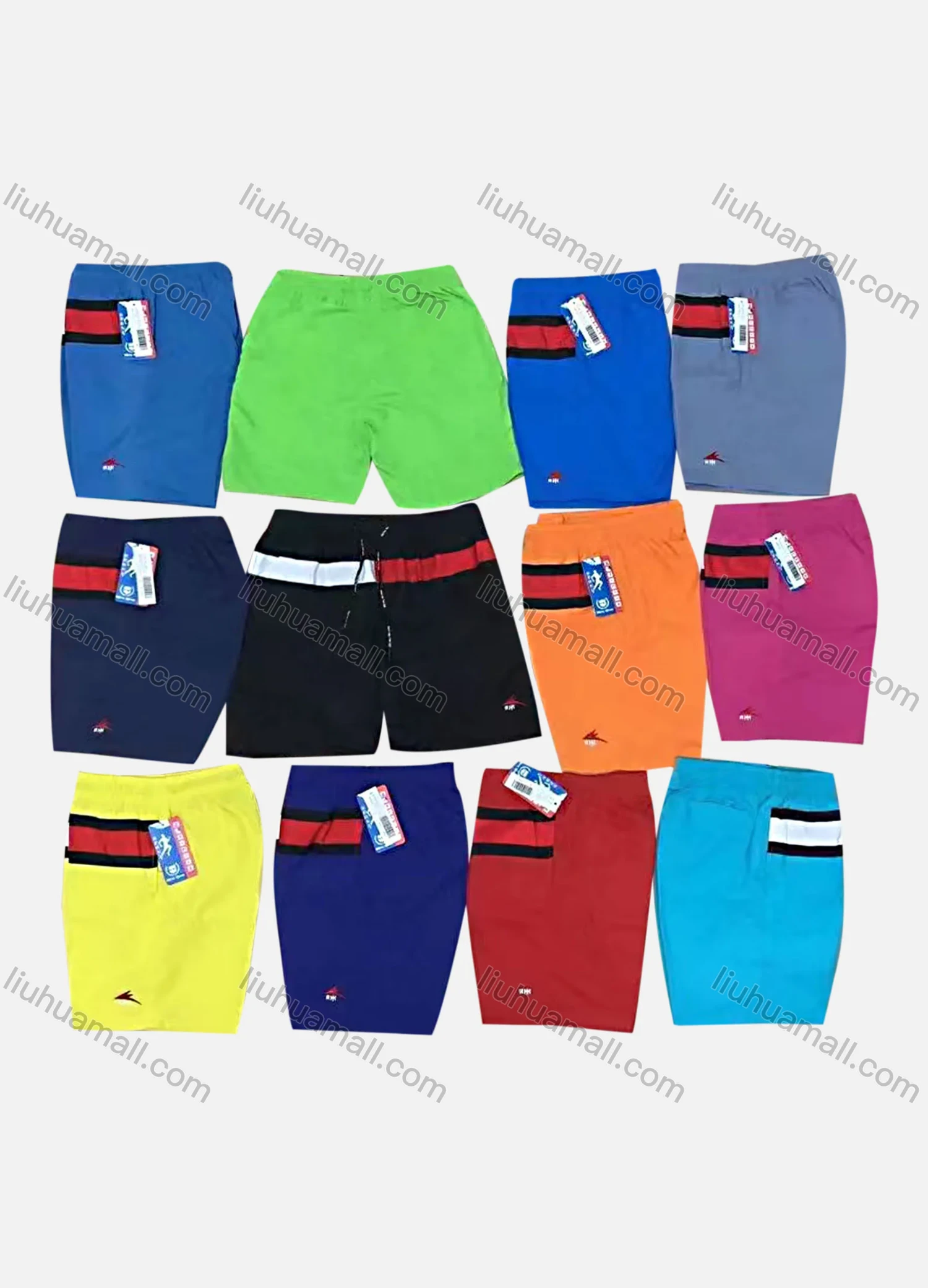 Wholesale Men's Casual Letter Embroidery Colorblock Drawstring Shorts 116# - Liuhuamall