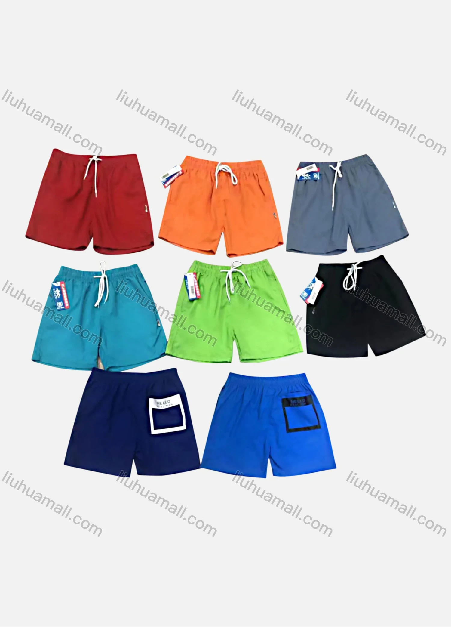 Wholesale Men's Casual Plain Label Drawstring Shorts 113# - Liuhuamall
