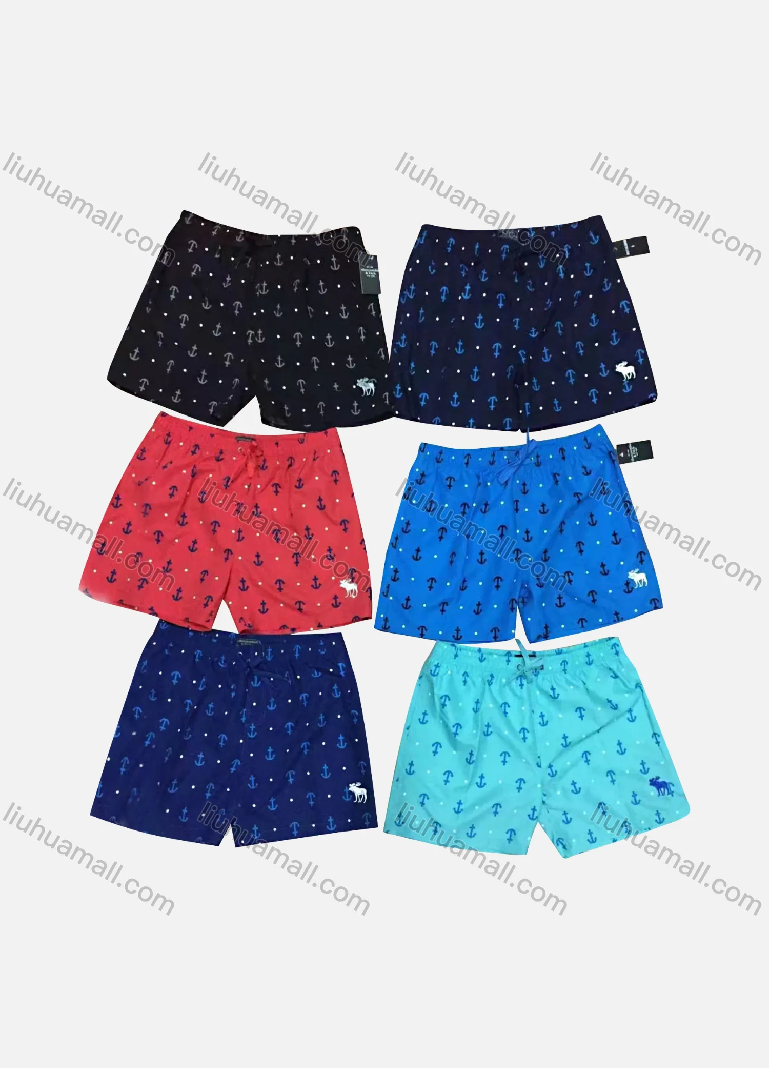Wholesale Men's Casual Allover Print Pin Dot Drawstring Shorts 2# - Liuhuamall