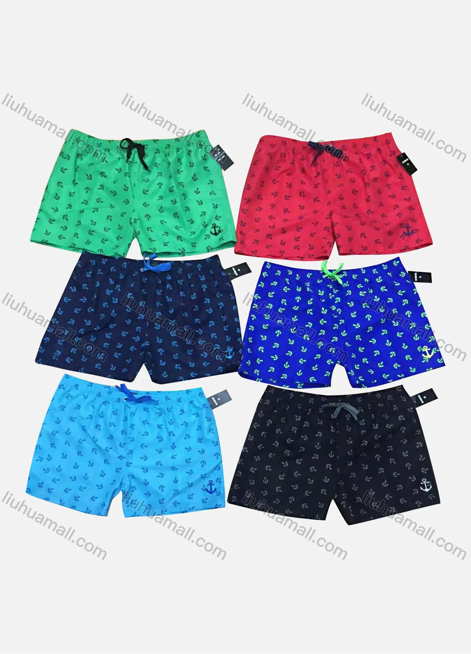 Wholesale Men's Casual Allover Print Drawstring Beach Shorts 4# - Liuhuamall