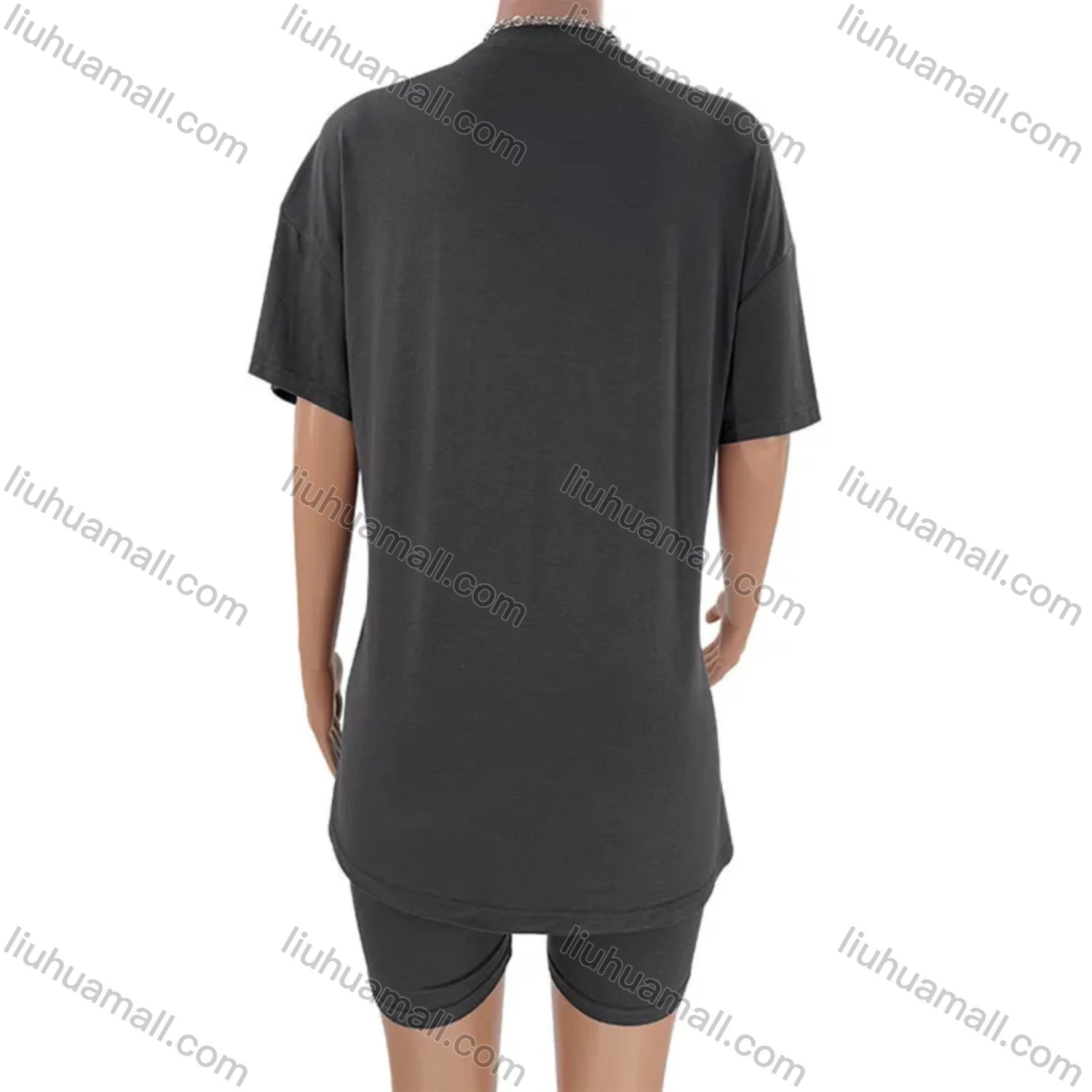 Wholesale Women's Casual Plain Round Neck Short Sleeve Tee - Liuhuamall