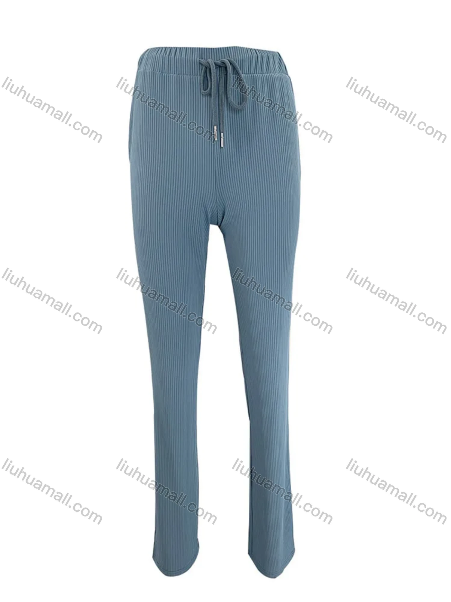 Wholesale Women's Casual Plain Slim Fit Round Neck Short Sleeve Crop Top & Drawstring High Waiist Pants 2 Piece Set 211071# - Liuhuamall