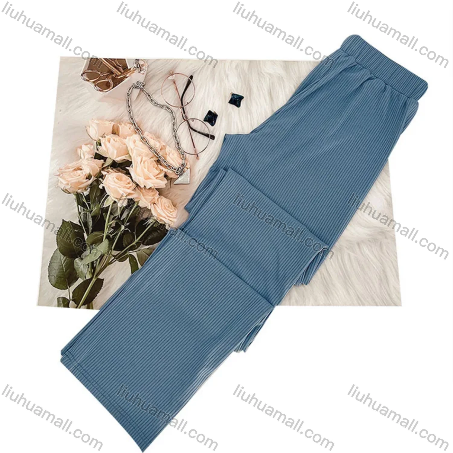 Wholesale Women's Casual Plain Slim Fit Round Neck Short Sleeve Crop Top & Drawstring High Waiist Pants 2 Piece Set 211071# - Liuhuamall