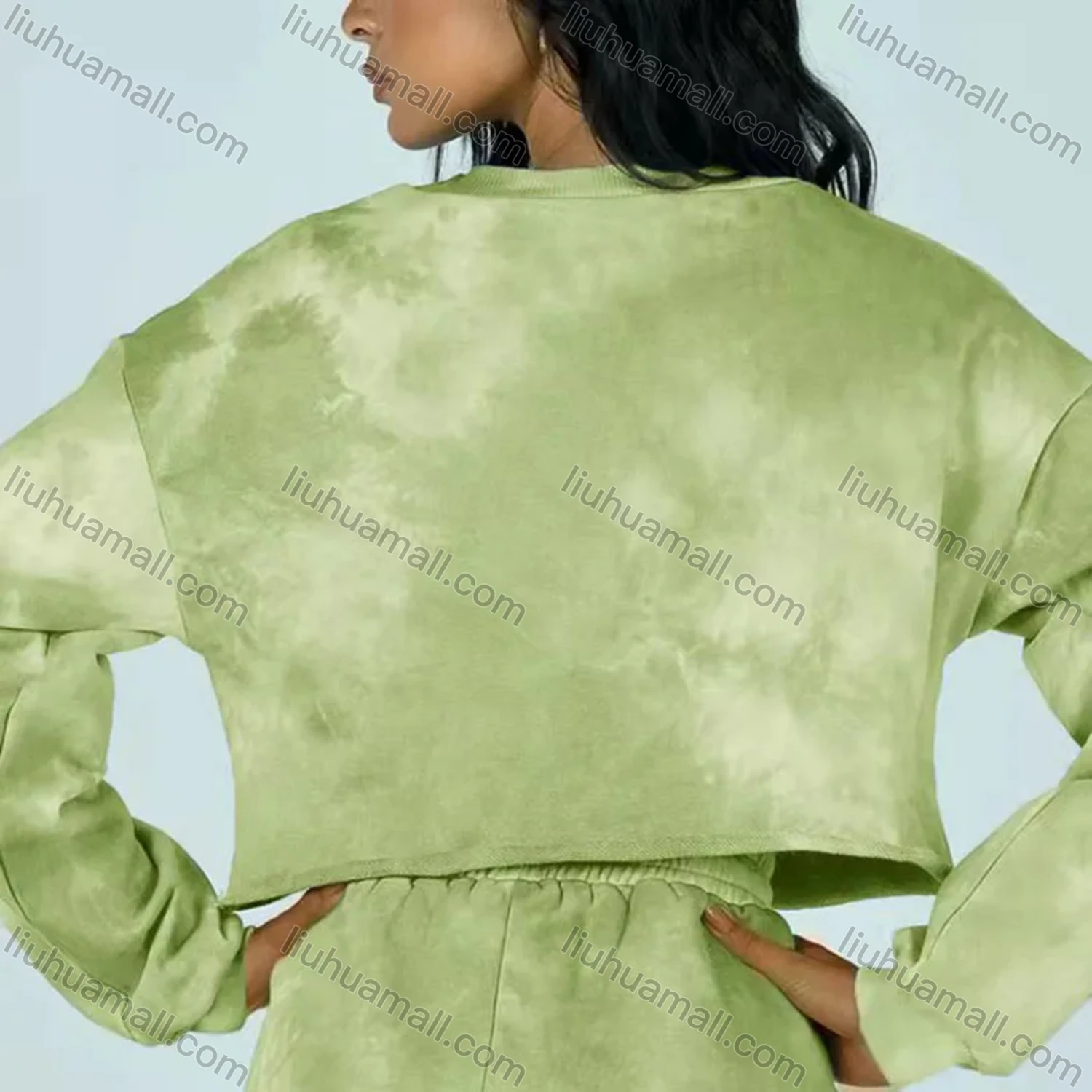 Wholesale Women's Casual Plain Round Neck Long Sleeve Sweatshirt & Drawstring Pants 2 Piece Set 2021848# - Liuhuamall