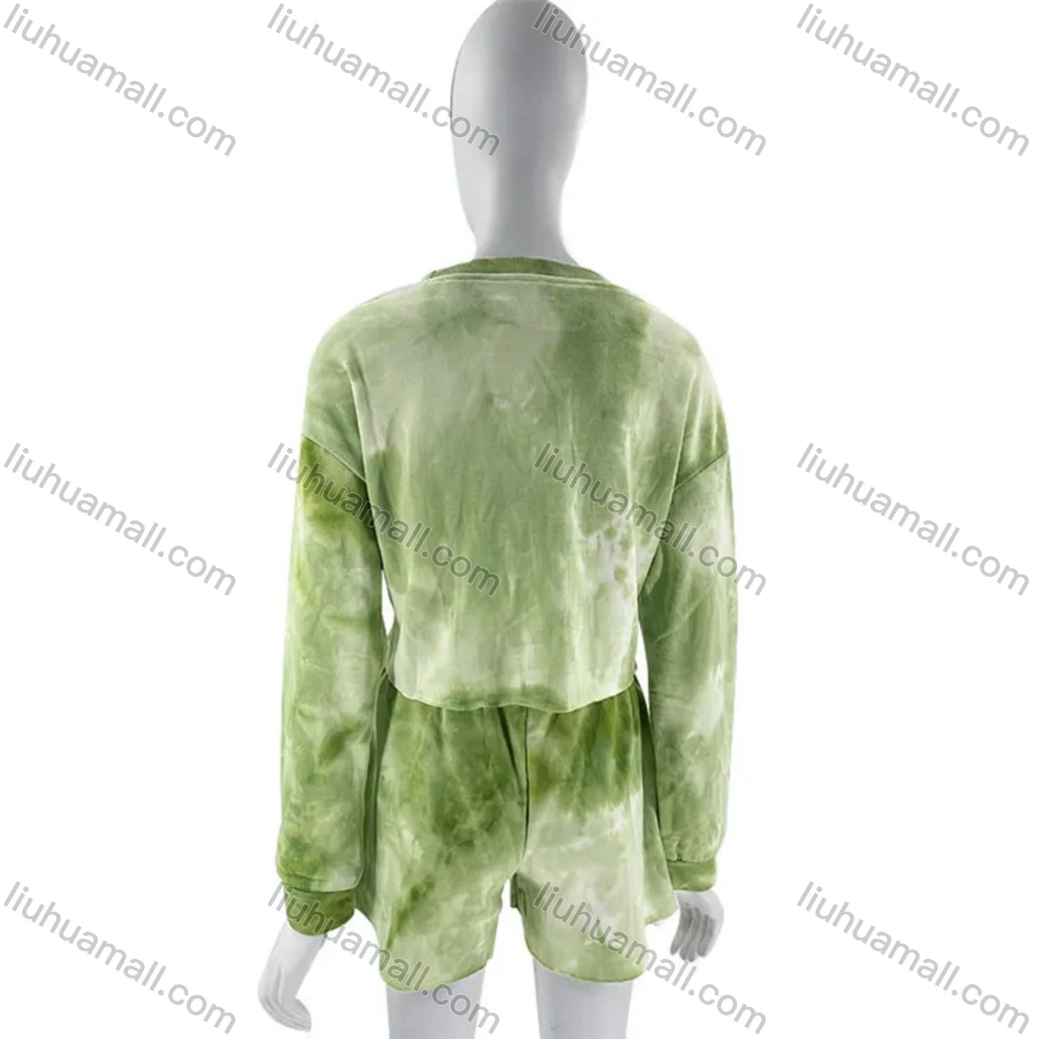 Wholesale Women's Casual Plain Round Neck Long Sleeve Sweatshirt & Drawstring Pants 2 Piece Set 2021848# - Liuhuamall