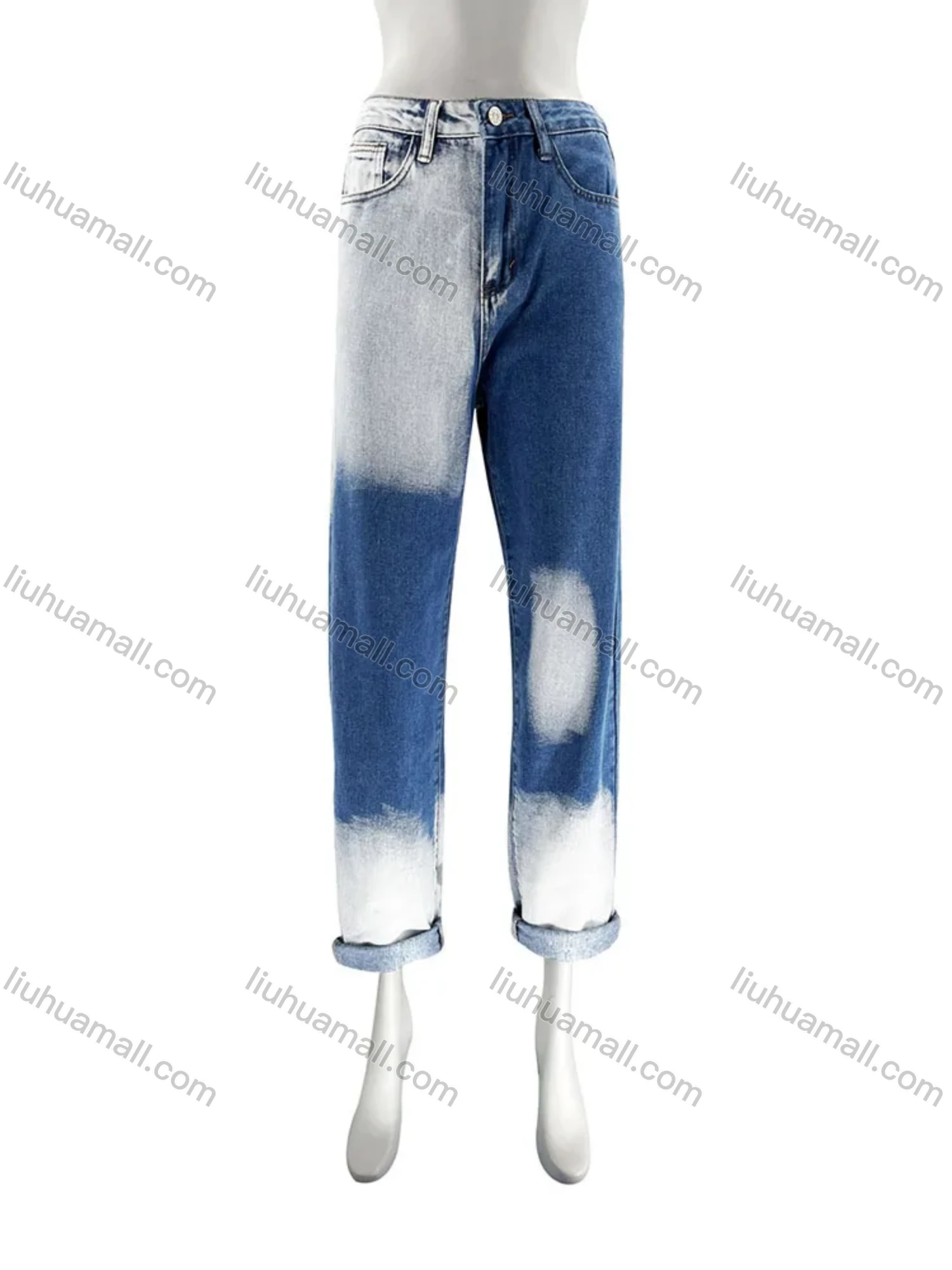 Wholesale Women's Casual Distressed Pockets High Waist Denim Pants 2021941# - Liuhuamall