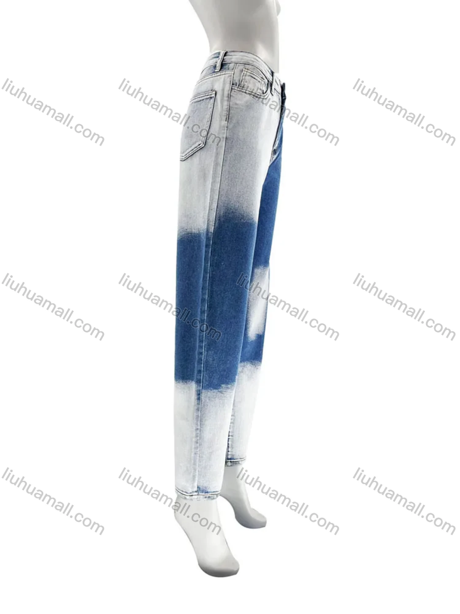 Wholesale Women's Casual Distressed Pockets High Waist Denim Pants 2021941# - Liuhuamall