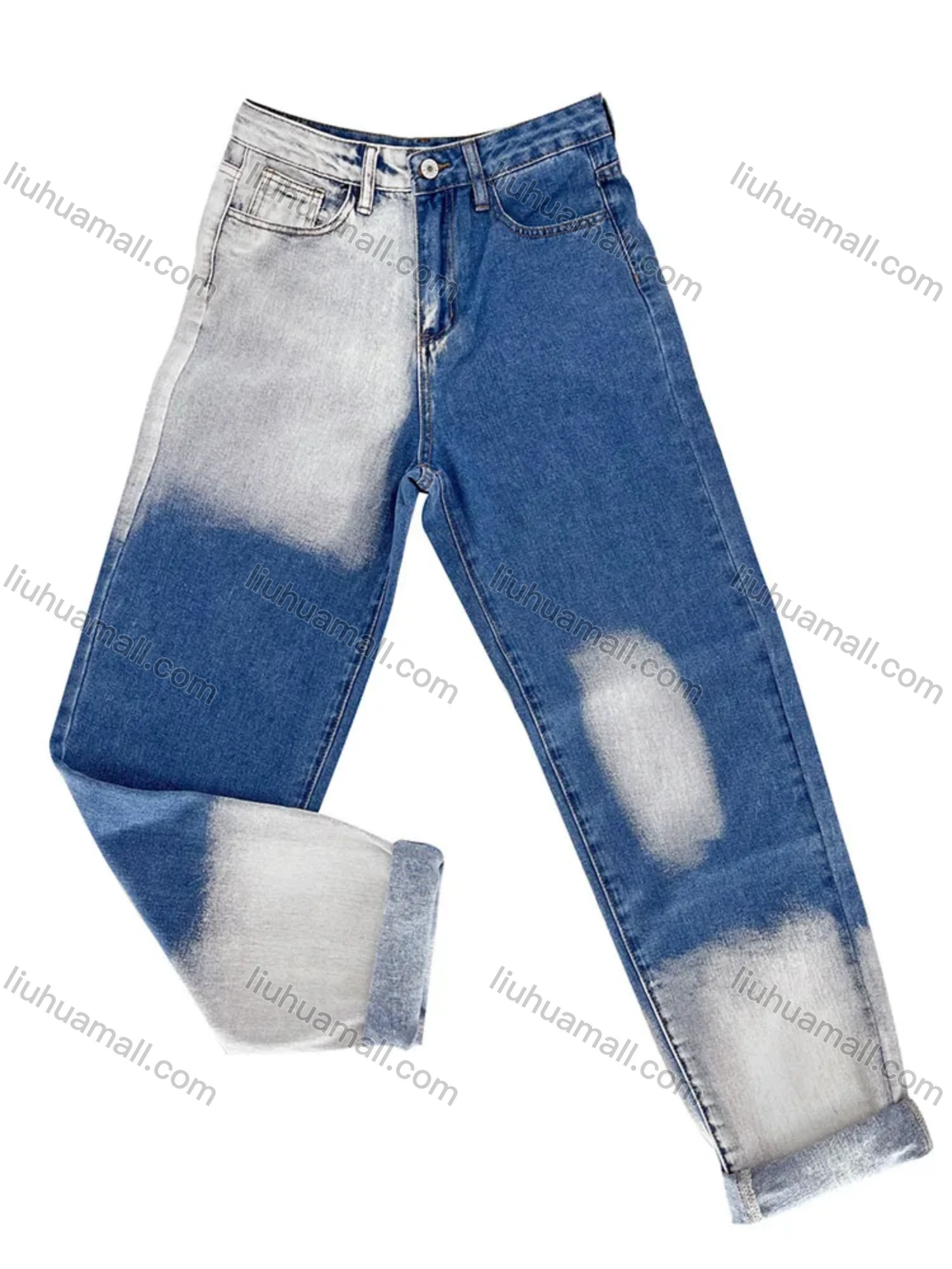 Wholesale Women's Casual Distressed Pockets High Waist Denim Pants 2021941# - Liuhuamall