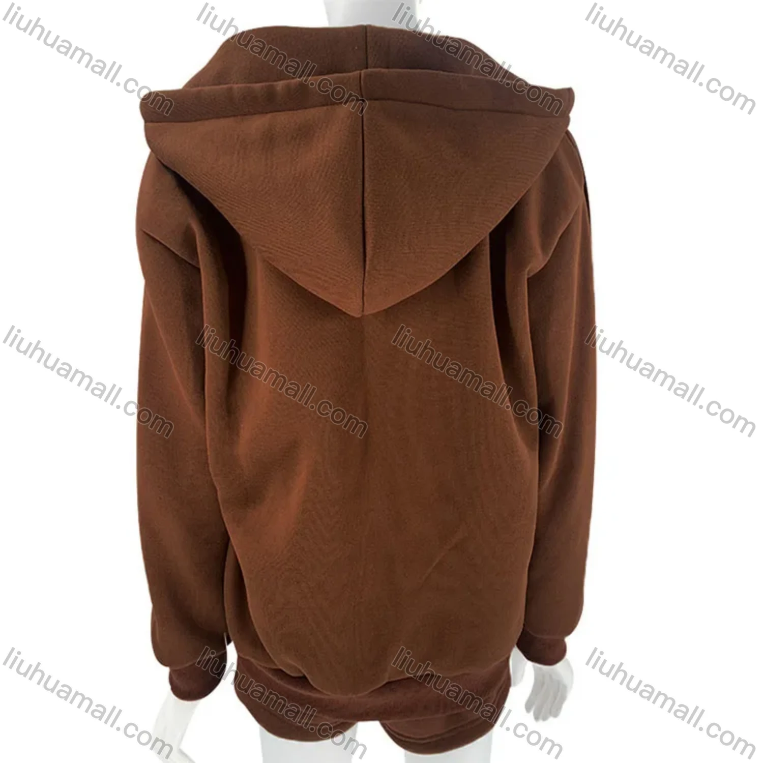 Wholesale Women's Casual Plain Long Sleeve Hoodie & Drawstring Shorts 2 Piece Set 2021960# - Liuhuamall