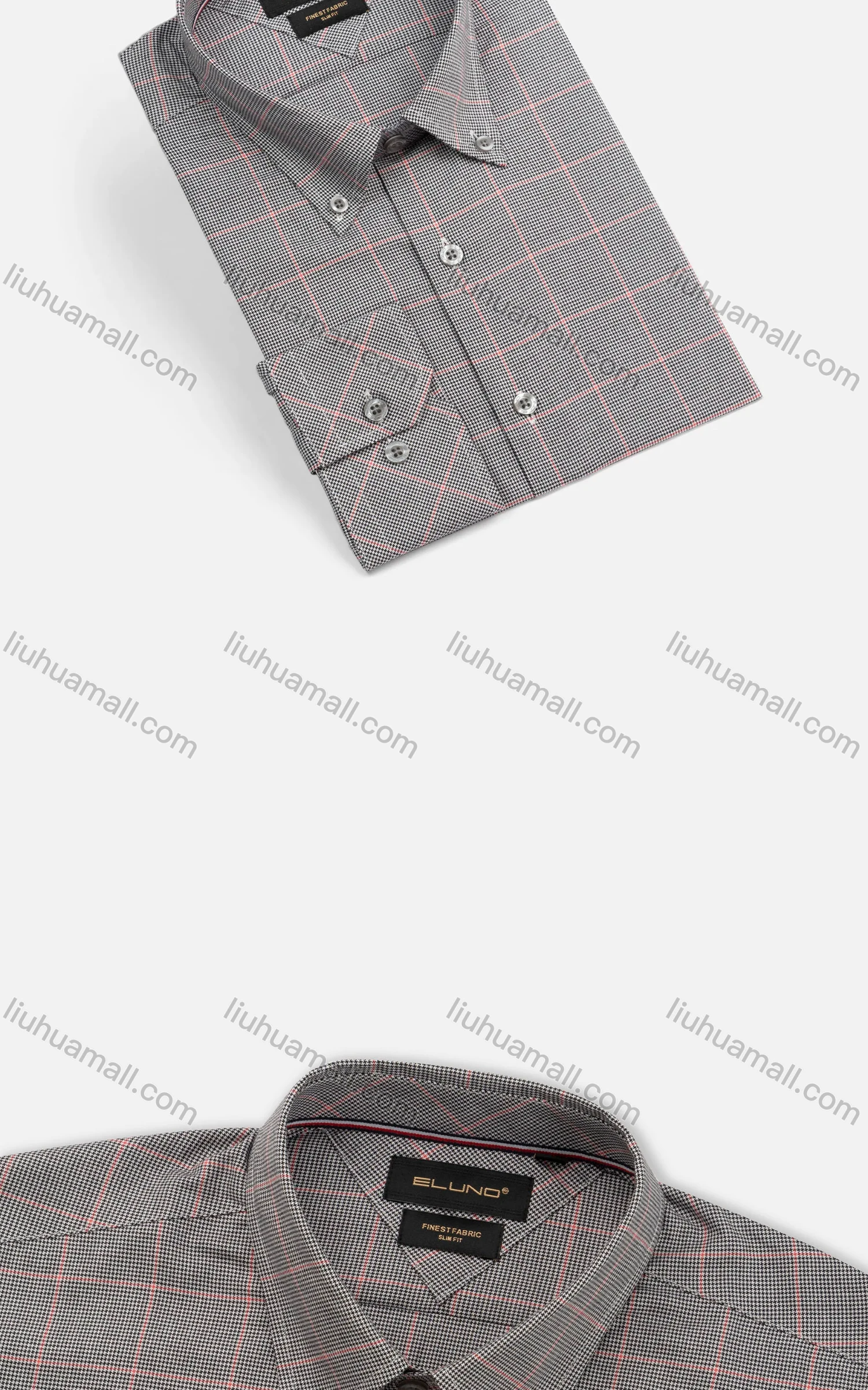 Wholesale Men's Slim Fit Long Sleeve Button Down Collar Plaid Print Shirts - Liuhuamall