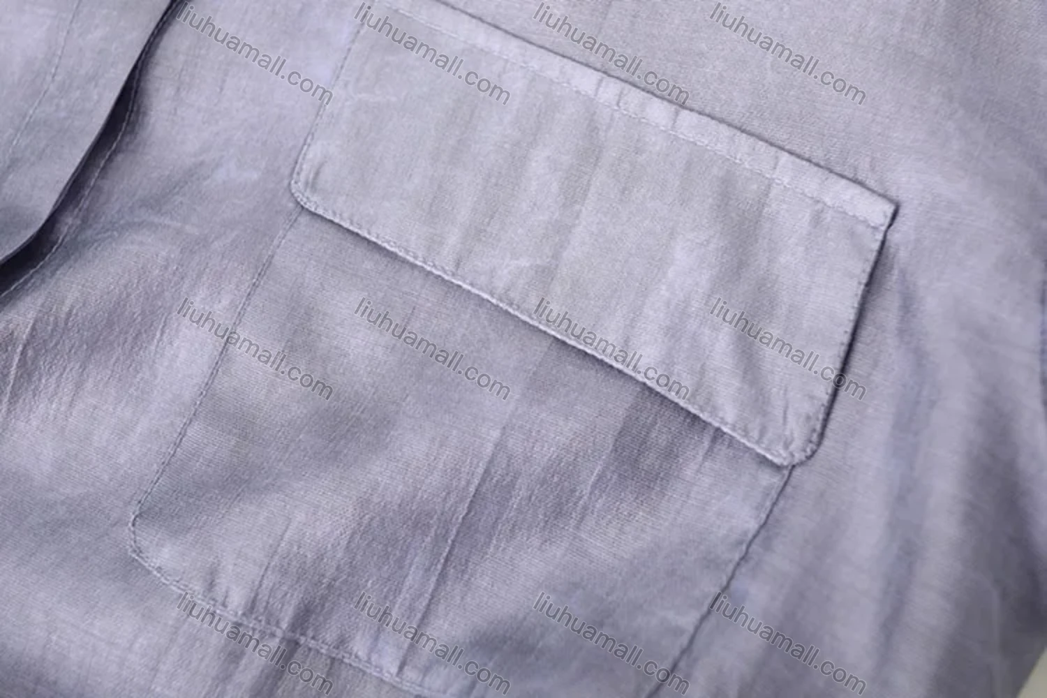 Wholesale Women's Casual Plain Long Sleeve Flap Pocket Shirt - Liuhuamall