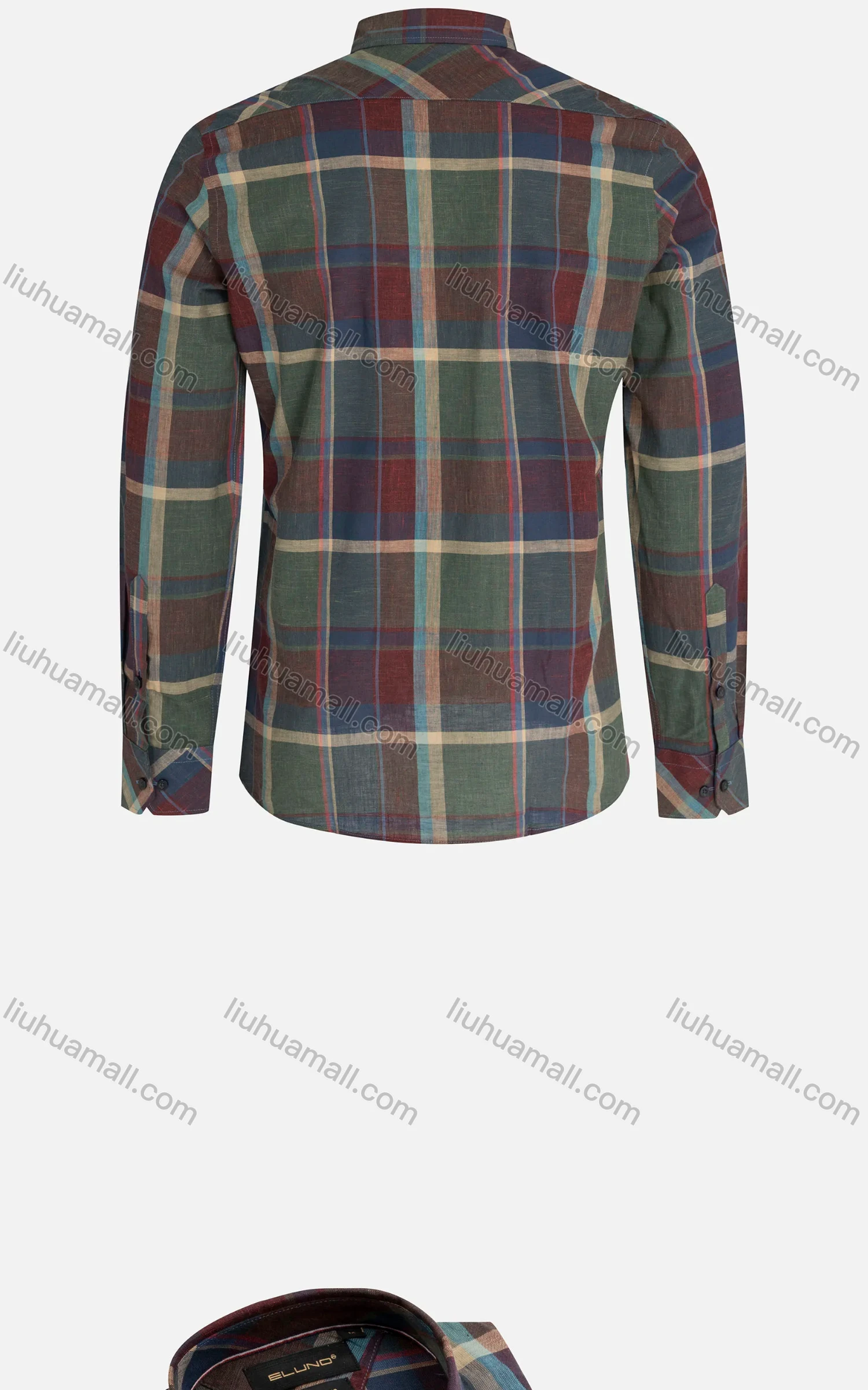 Wholesale Men's Slim Fit Button Down Collar Long Sleeve Colorblock Plaid Print Shirts - Liuhuamall