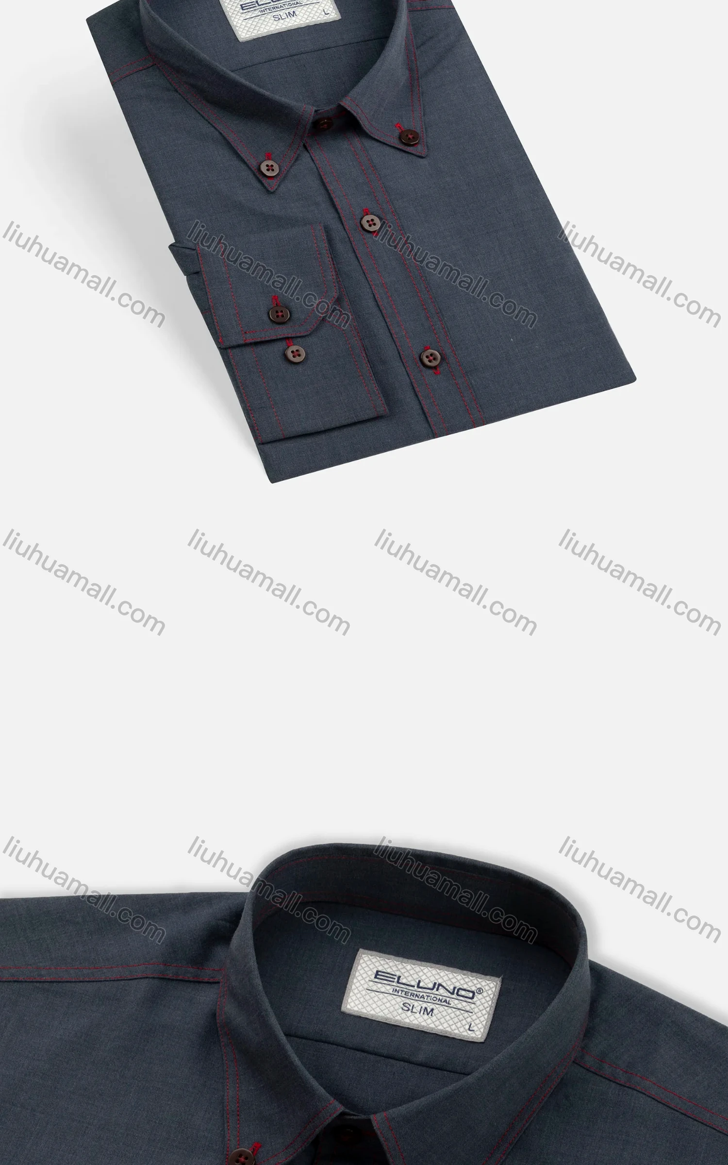 Wholesale Men's Slim Fit Button Down Collar Long Sleeve Plain Dress Shirts - Liuhuamall