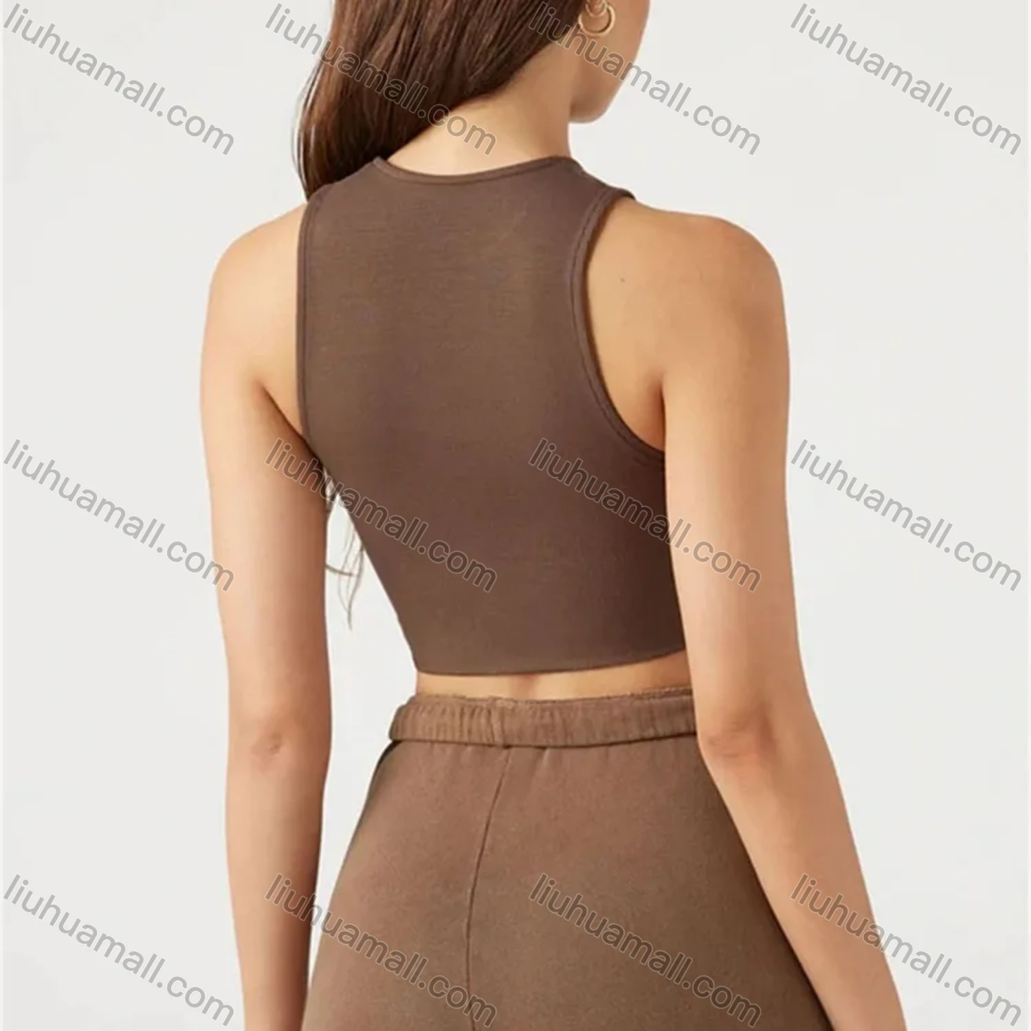 Wholesale Women's Sexy Plain Lace Up Drawstring Crop Tank Top Z366# - Liuhuamall