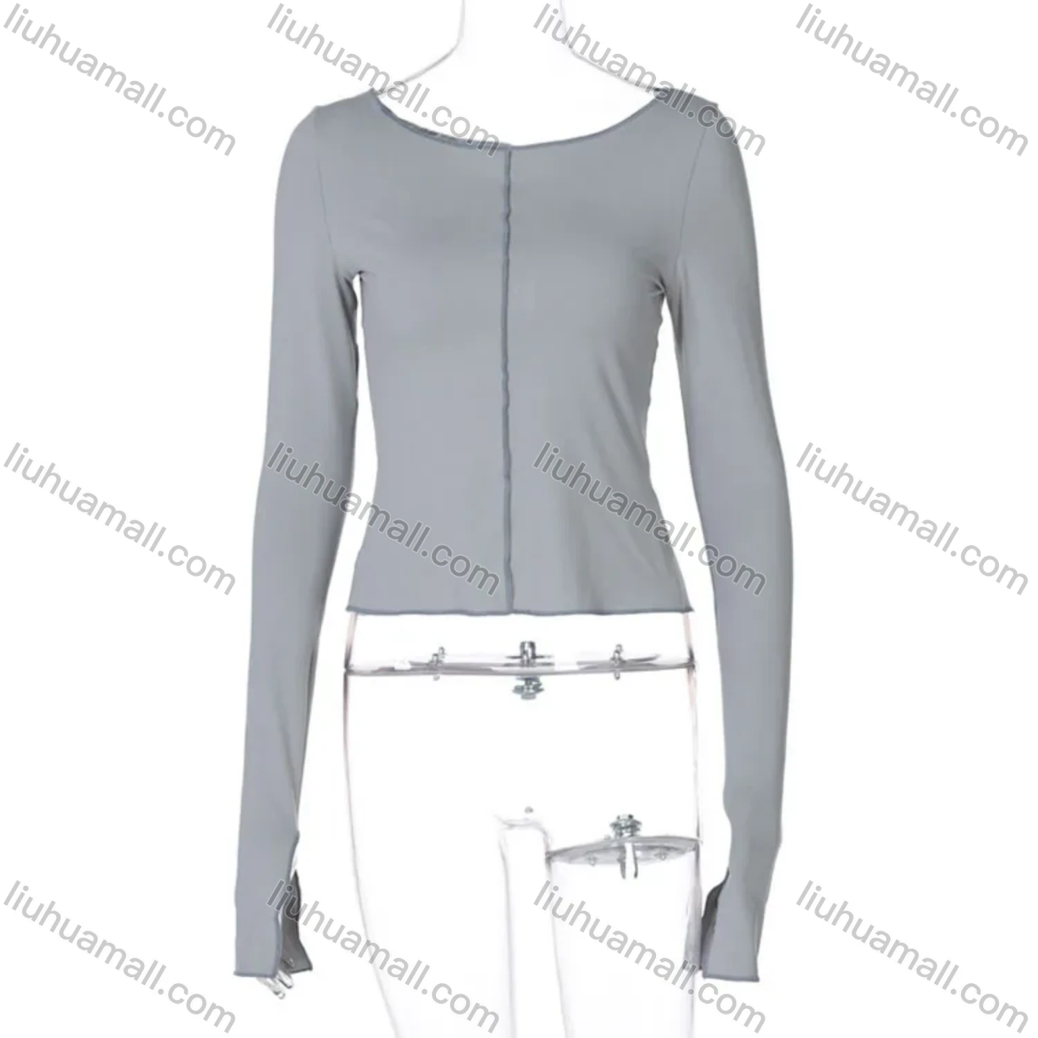 Wholesale Women's Casual Plain Cut Out Long Sleeve Blouse T0A3696G# - Liuhuamall