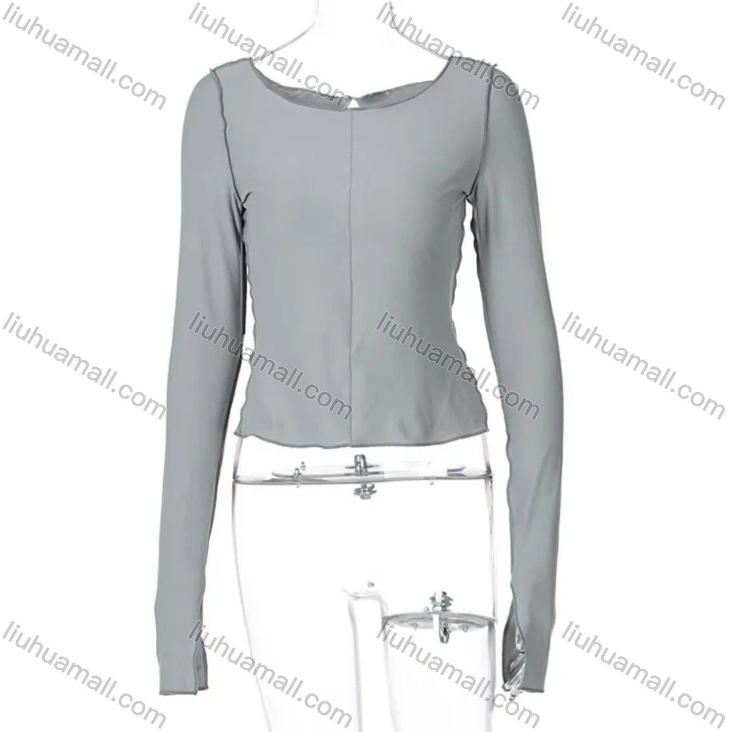 Wholesale Women's Casual Plain Cut Out Long Sleeve Blouse T0A3696G# - Liuhuamall