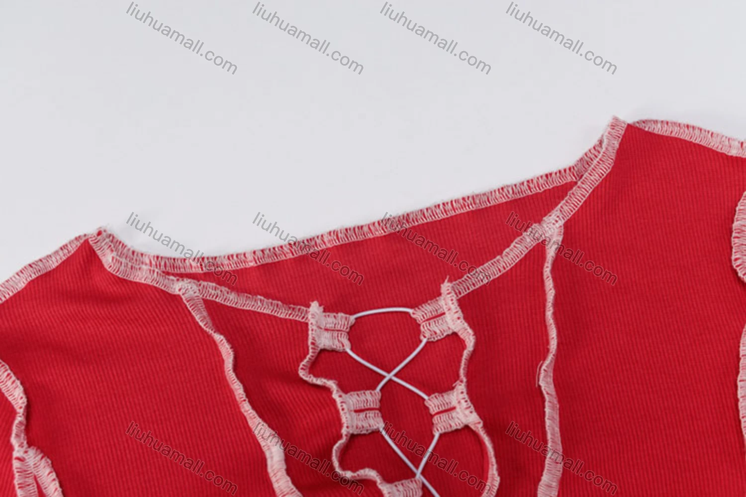 Wholesale Women's Sexy Plain Lace Up Long Sleeve Blouse - Liuhuamall