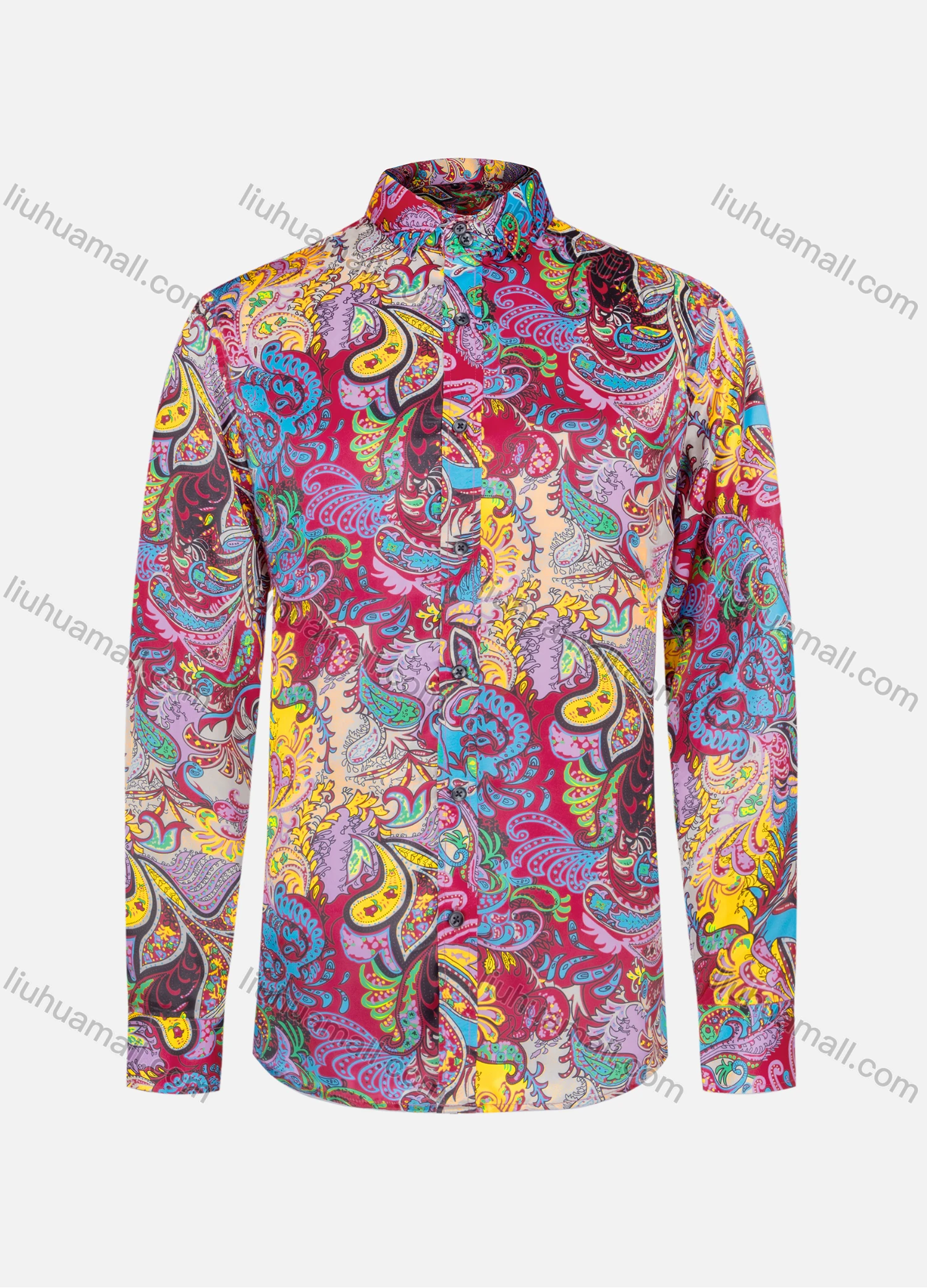 Wholesale Men's Casual Paisley Print Long Sleeve Shirt - Liuhuamall