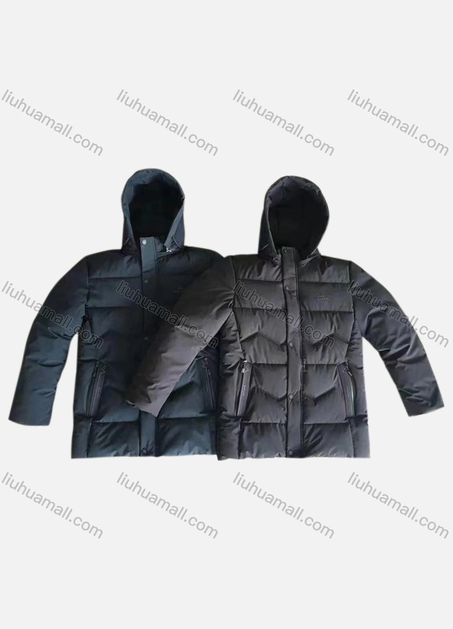 Wholesale Men's Casual Plain Warm Snap Button Pockets Puffer Coat - Liuhuamall